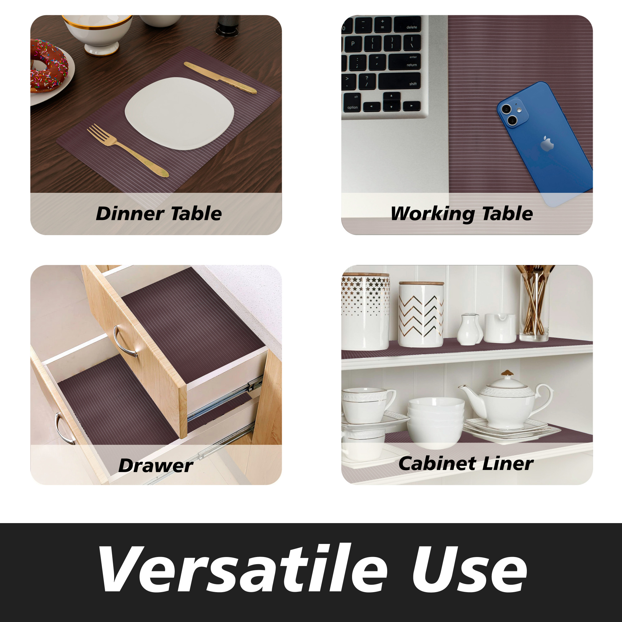 Kuber Industries Shelf Liner  Kitchen Cabinet Shelf Protector  Kitchen Liners for Cabinets and Drawers  Drawer Liner Mat  Self Lining Shelf Liner Cabinet Mat   Brown