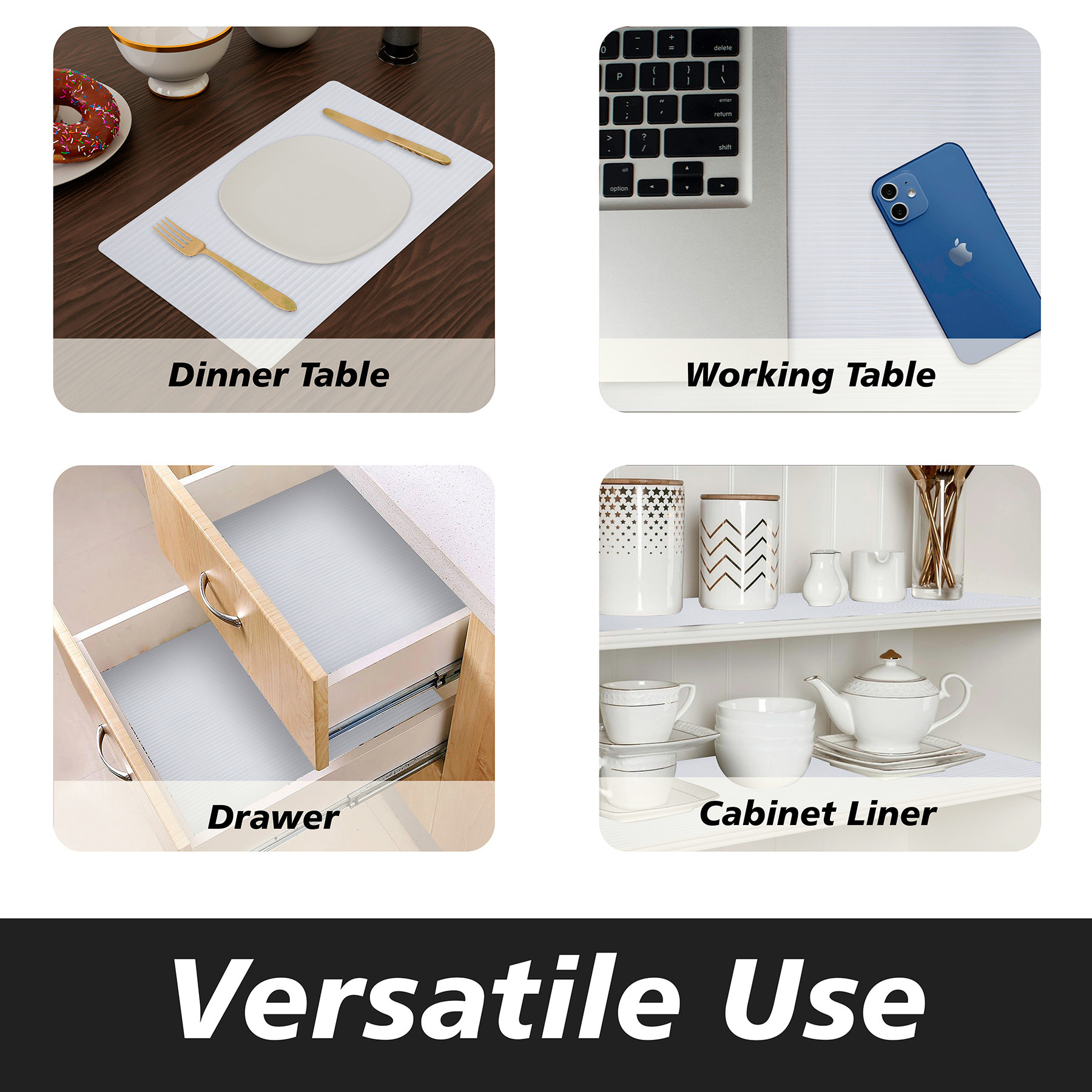 Kuber Industries Shelf Liner  Kitchen Cabinet Shelf Protector  Kitchen Liners for Cabinets and Drawers  Drawer Liner Mat  Self Lining Shelf Liner Cabinet Mat   White