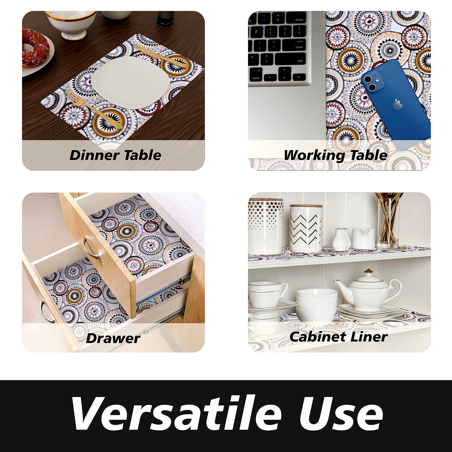 Kuber Industries Shelf Liner  Kitchen Cabinet Shelf Protector  Kitchen Liners for Cabinets and Drawers  Drawer Liner Mat  Rangoli Shelf Liner Cabinet Mat   White