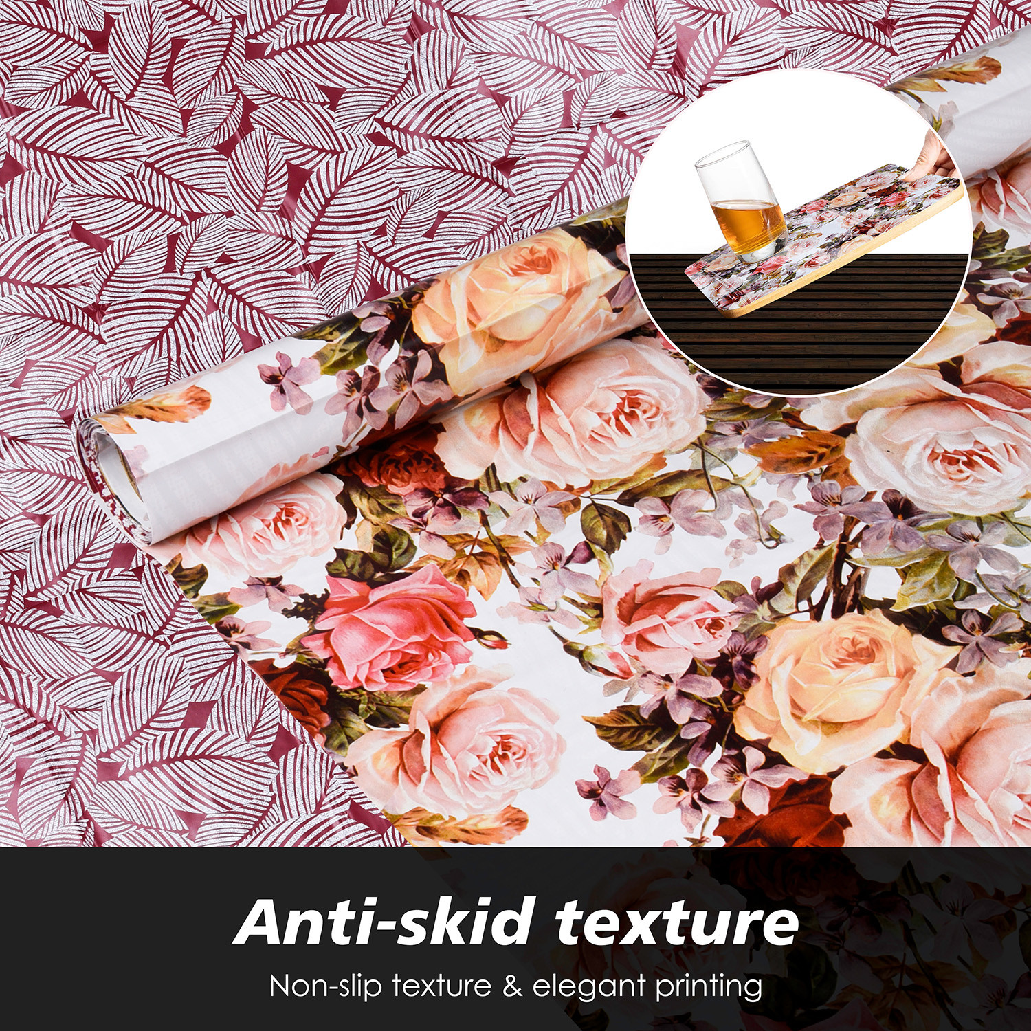 Kuber Industries Shelf Liner  Kitchen Cabinet Shelf Protector  Kitchen Liners for Cabinets and Drawers  Drawer Liner Mat  Rose Shelf Liner Cabinet Mat   White