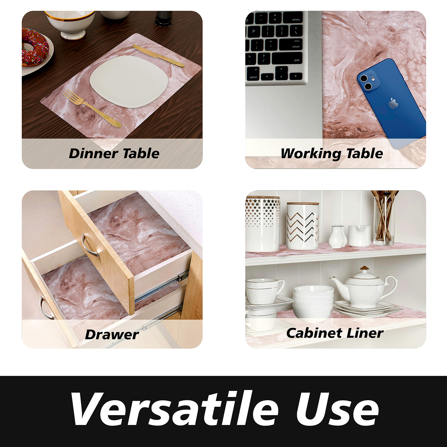 Kuber Industries Shelf Liner  Kitchen Cabinet Shelf Protector  Kitchen Liners for Cabinets and Drawers  Drawer Liner Mat  Marble Shelf Liner Cabinet Mat   Brown