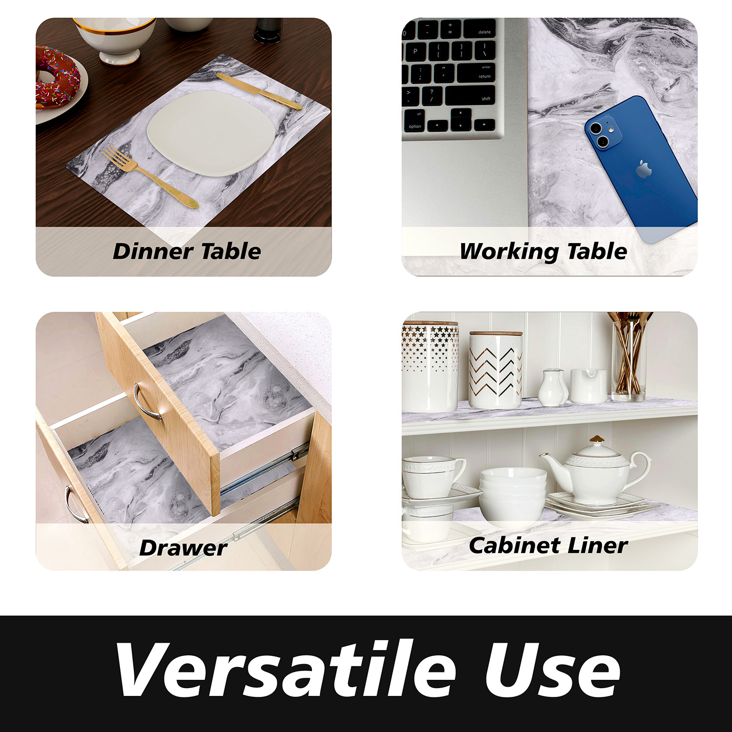 Kuber Industries Shelf Liner  Kitchen Cabinet Shelf Protector  Kitchen Liners for Cabinets and Drawers  Drawer Liner Mat  Marble Shelf Liner Cabinet Mat   Gray