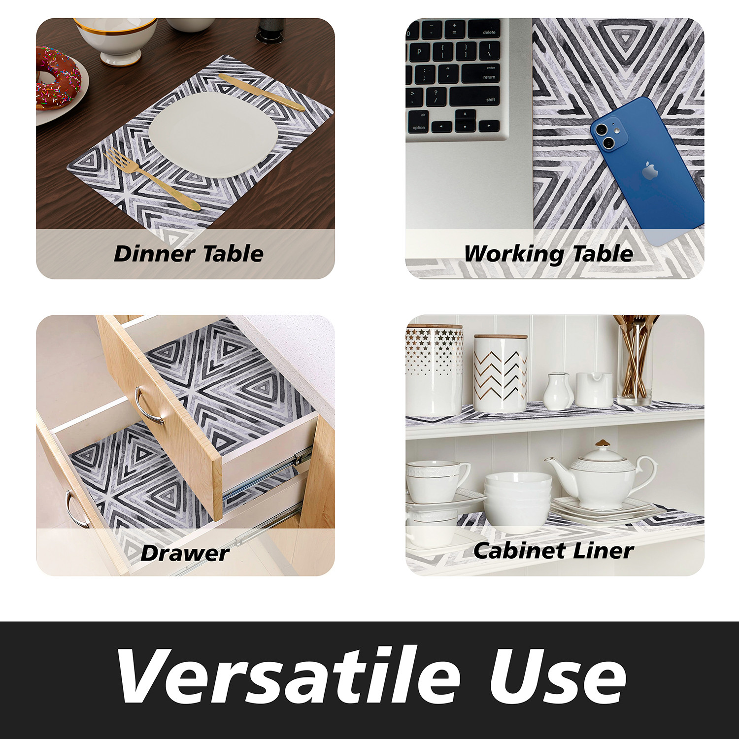 Kuber Industries Shelf Liner  Kitchen Cabinet Shelf Protector  Kitchen Liners for Cabinets and Drawers  Drawer Liner Mat  Triangle Shelf Liner Cabinet Mat   Gray