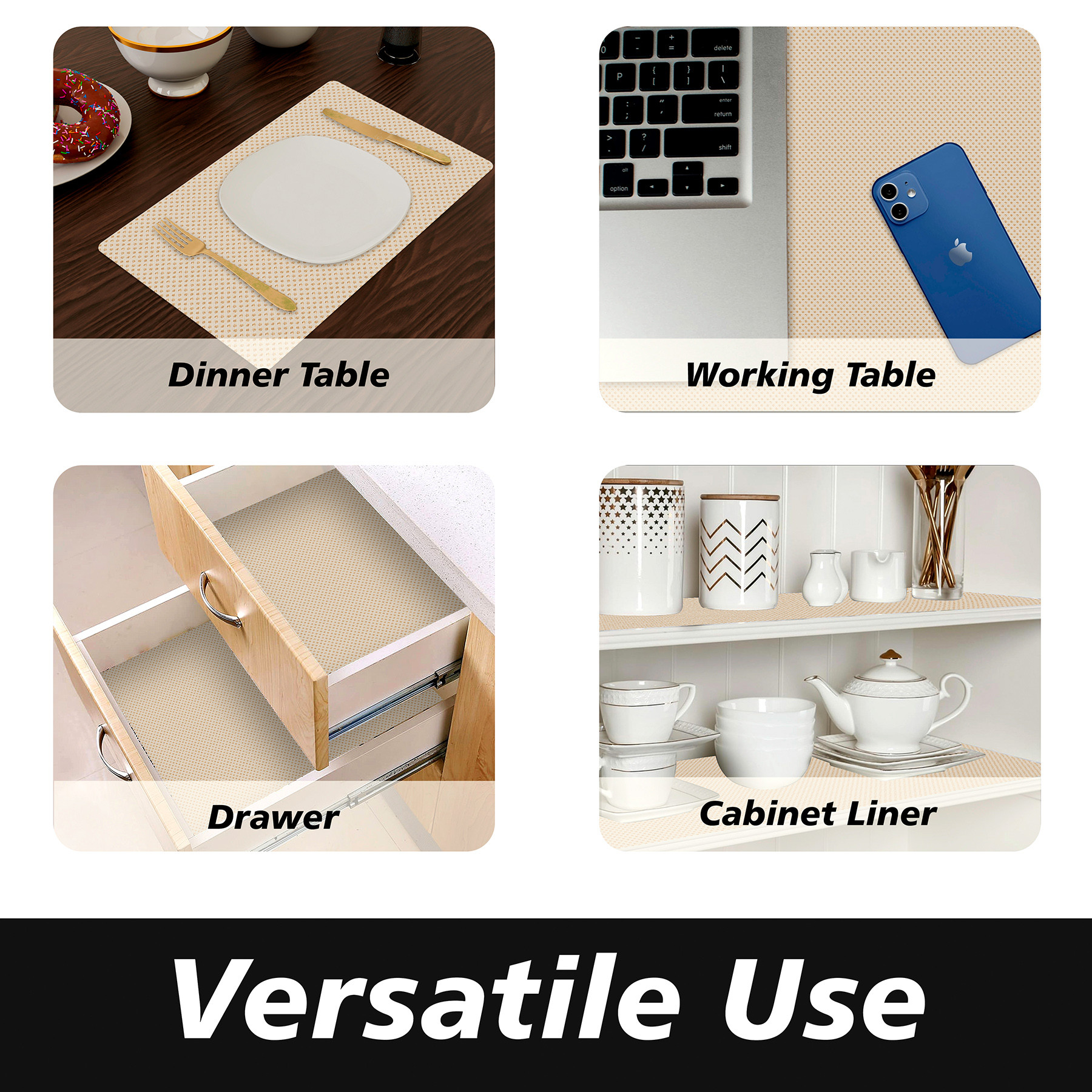 Kuber Industries Shelf Liner  Kitchen Cabinet Shelf Protector  Kitchen Liners for Cabinets and Drawers  Drawer Liner Mat  Dot Shelf Liner Cabinet Mat  10 MTR  Golden