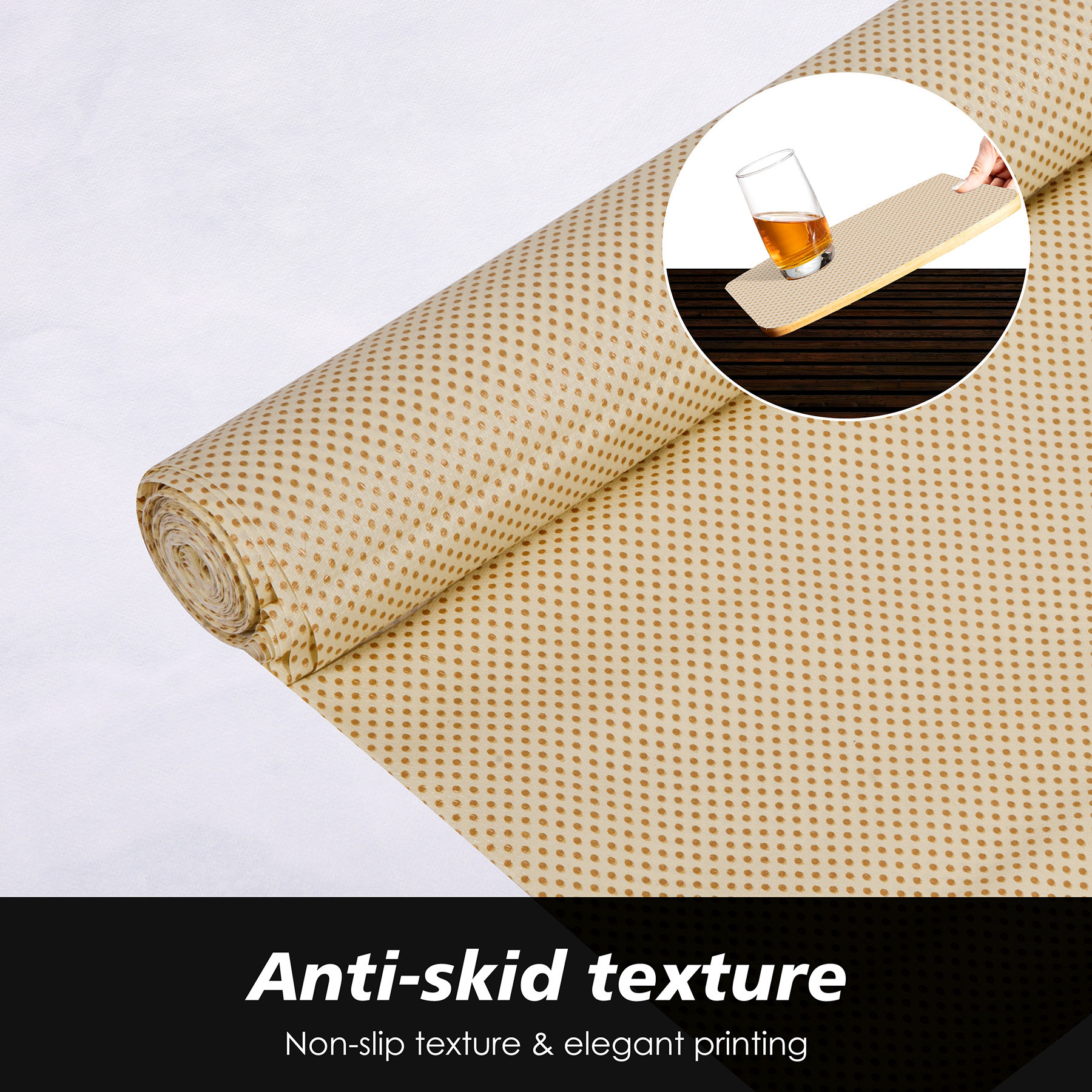 Kuber Industries Shelf Liner  Kitchen Cabinet Shelf Protector  Kitchen Liners for Cabinets and Drawers  Drawer Liner Mat  Carry Shelf Liner Cabinet Mat  5 MTR  Golden