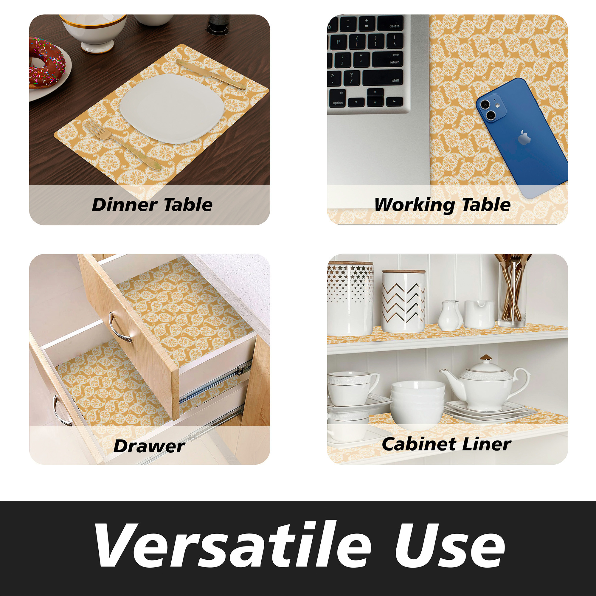 Kuber Industries Shelf Liner  Kitchen Cabinet Shelf Protector  Kitchen Liners for Cabinets and Drawers  Drawer Liner Mat  Carry Shelf Liner Cabinet Mat  10 MTR  Golden