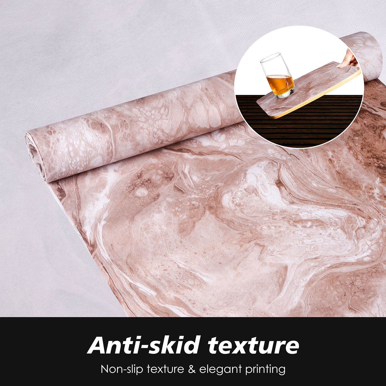 Kuber Industries Shelf Liner | Kitchen Cabinet Shelf Protector | Kitchen Liners for Cabinets and Drawers | Drawer Liner Mat | Marble Shelf Liner Cabinet Mat | 5 MTR | Brown