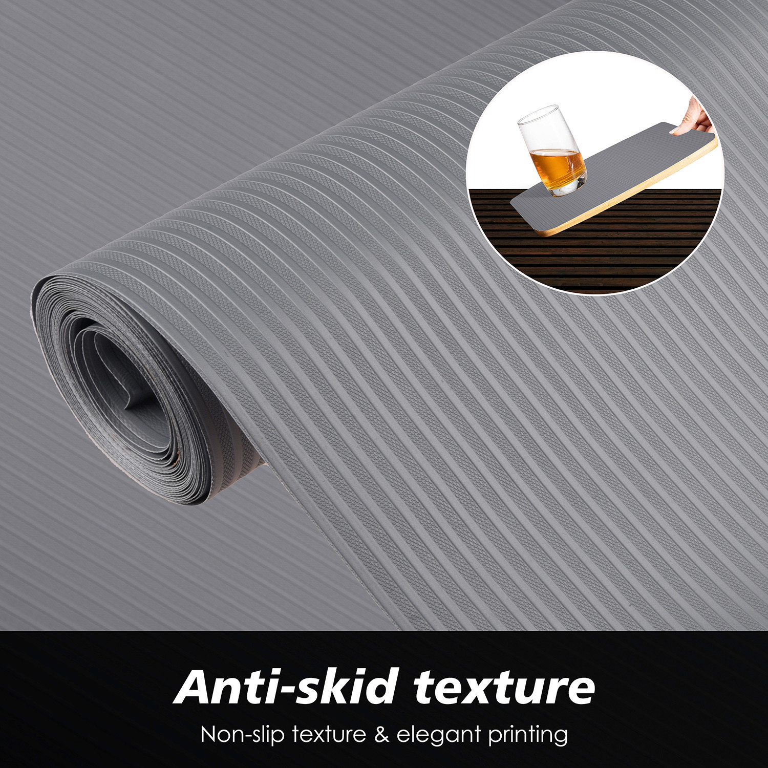 Kuber Industries Shelf Liner | Kitchen Cabinet Shelf Protector | Kitchen Liners for Cabinets and Drawers | Drawer Liner Mat | Self Lining Shelf Liner Cabinet Mat | 5 MTR | Gray
