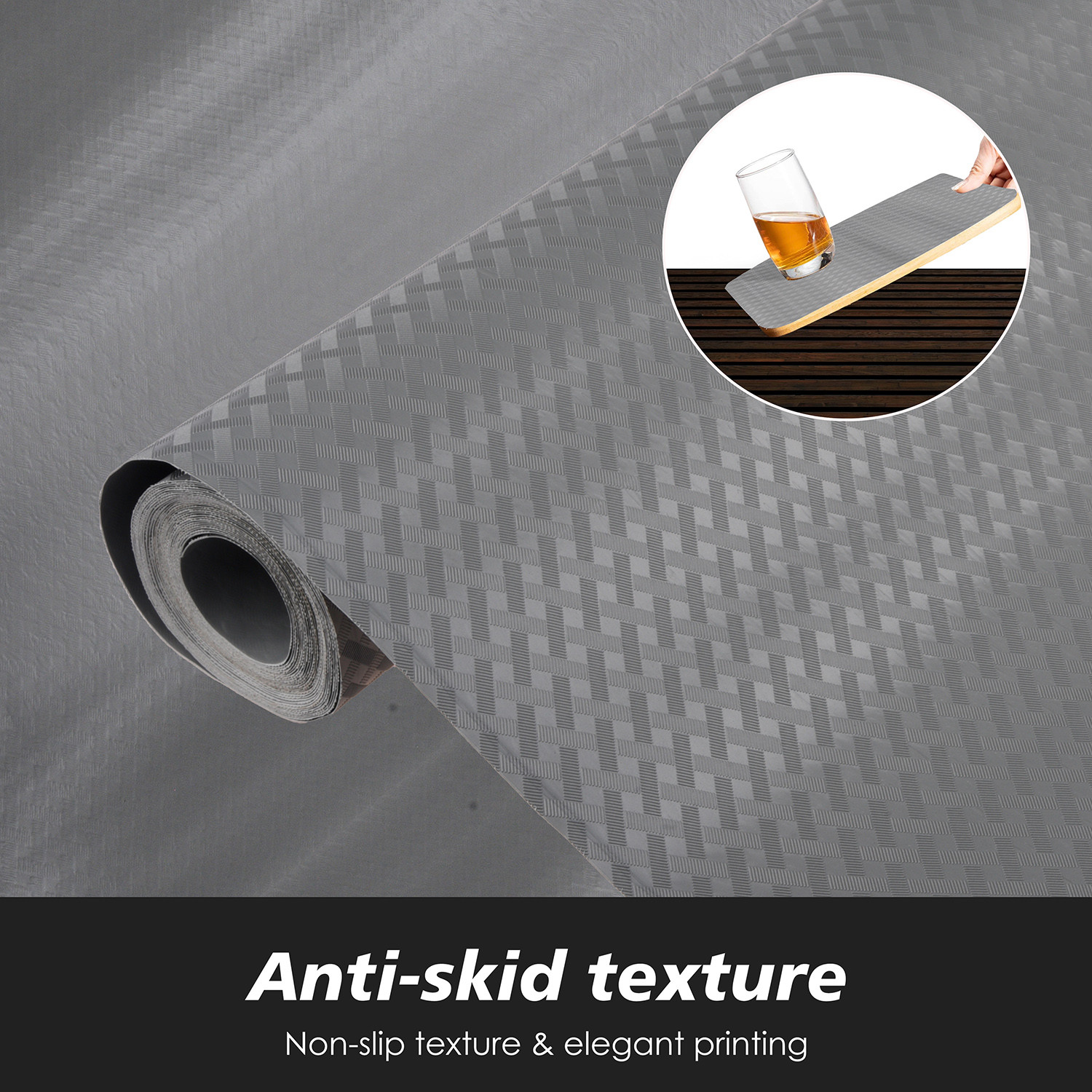 Kuber Industries Shelf Liner | Kitchen Cabinet Shelf Protector | Kitchen Liners for Cabinets and Drawers | Drawer Liner Mat | Self Check Shelf Liner Cabinet Mat | 3 MTR | Gray