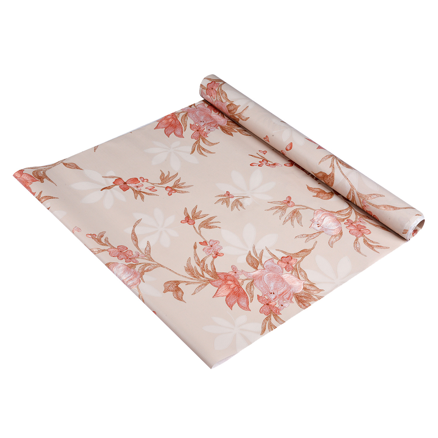 Kuber Industries Shelf Liner | Kitchen Cabinet Shelf Protector | Kitchen Liners for Cabinets and Drawers | Drawer Liner Mat | Red Flower Shelf Liner Roll | Cabinet Mat | 3 MTR | Cream