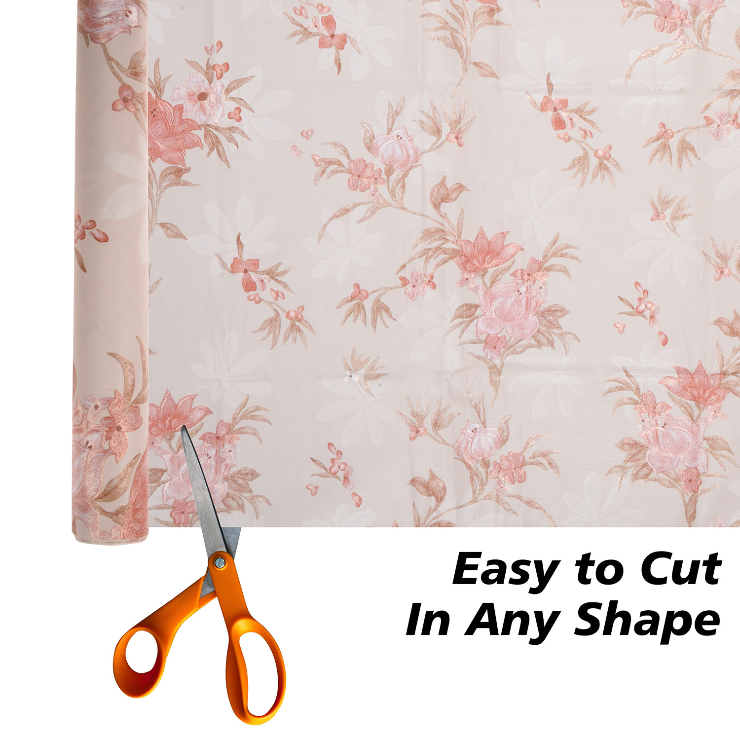 Kuber Industries Shelf Liner | Kitchen Cabinet Shelf Protector | Kitchen Liners for Cabinets and Drawers | Drawer Liner Mat | Red Flower Shelf Liner Roll | Cabinet Mat | 3 MTR | Cream