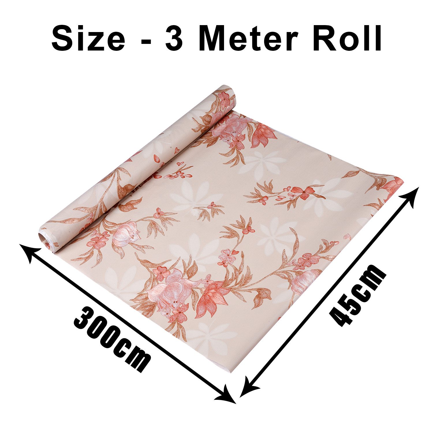 Kuber Industries Shelf Liner | Kitchen Cabinet Shelf Protector | Kitchen Liners for Cabinets and Drawers | Drawer Liner Mat | Red Flower Shelf Liner Roll | Cabinet Mat | 3 MTR | Cream