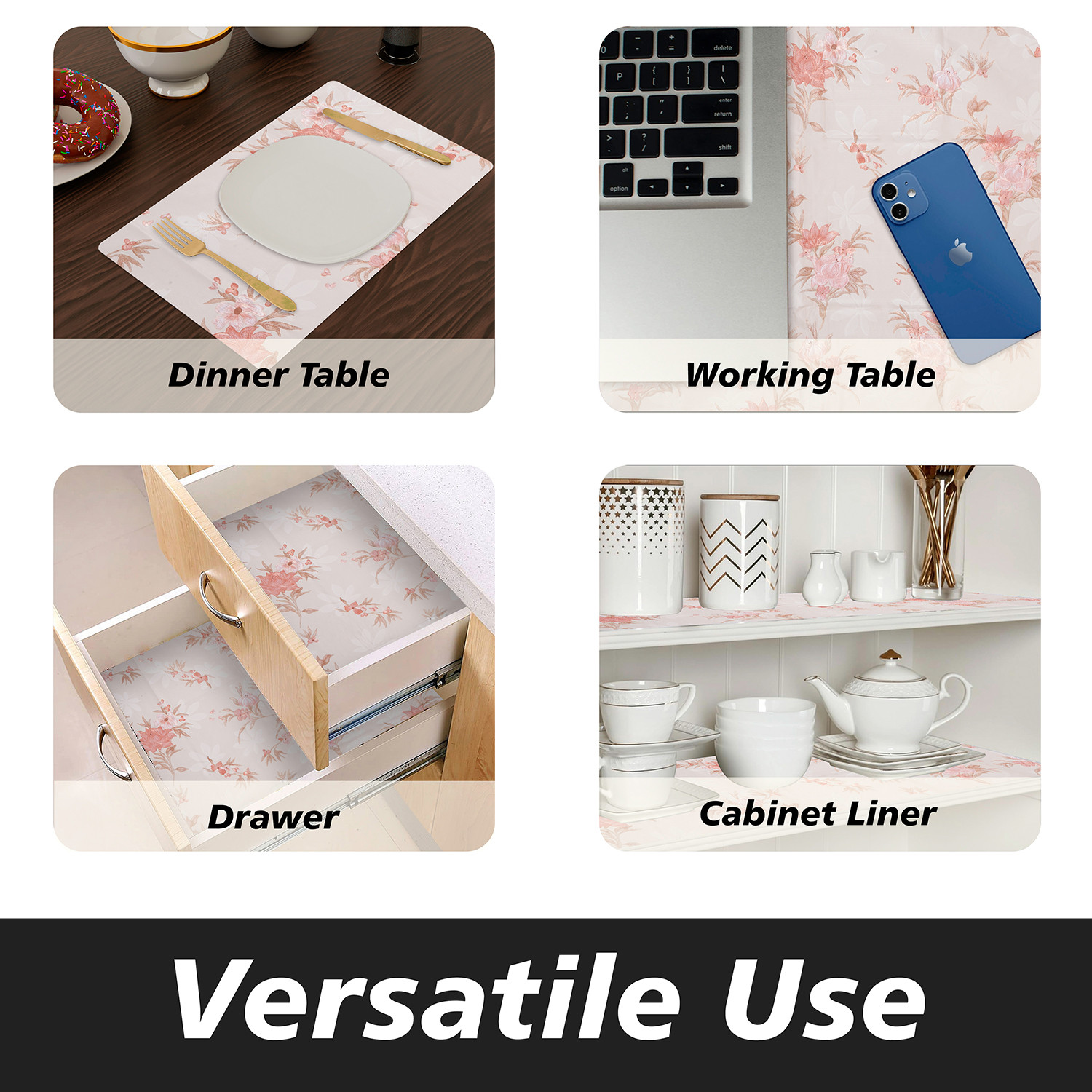 Kuber Industries Shelf Liner | Kitchen Cabinet Shelf Protector | Kitchen Liners for Cabinets and Drawers | Drawer Liner Mat | Red Flower Shelf Liner Roll | Cabinet Mat | 3 MTR | Cream