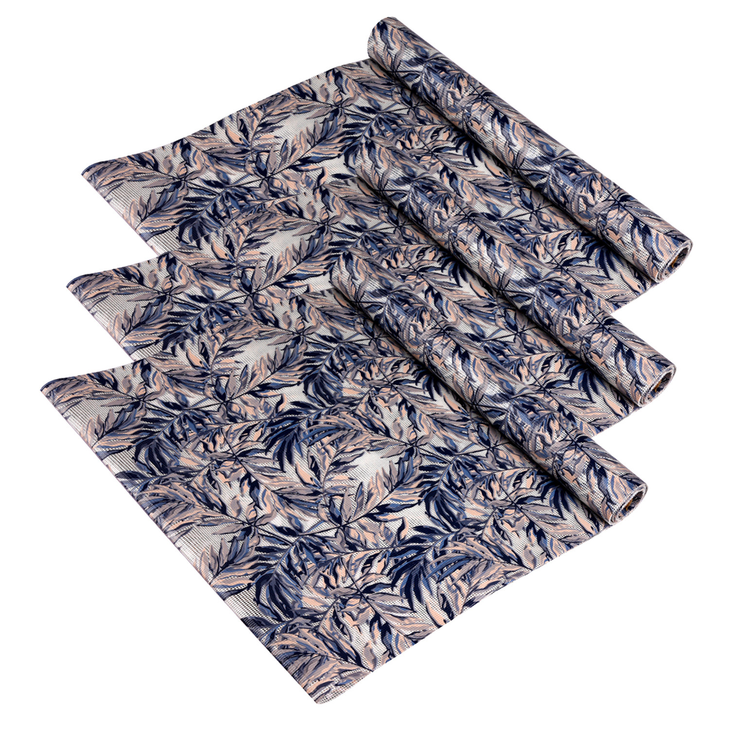 Kuber Industries Shelf Liner | Kitchen Cabinet Shelf Protector | Kitchen Liners for Cabinets and Drawers | Drawer Liner Mat | Leaf-Design Shelf Liner Roll | Cabinet Mat | 3 MTR | Blue