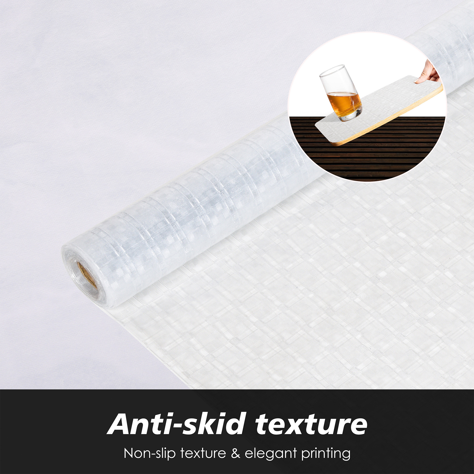 Kuber Industries Shelf Liner | Kitchen Cabinet Shelf Protector | Kitchen Liners for Cabinets and Drawers | Drawer Liner Mat | Check-Design Shelf Liner Roll | Cabinet Mat | 3 MTR | Transparent
