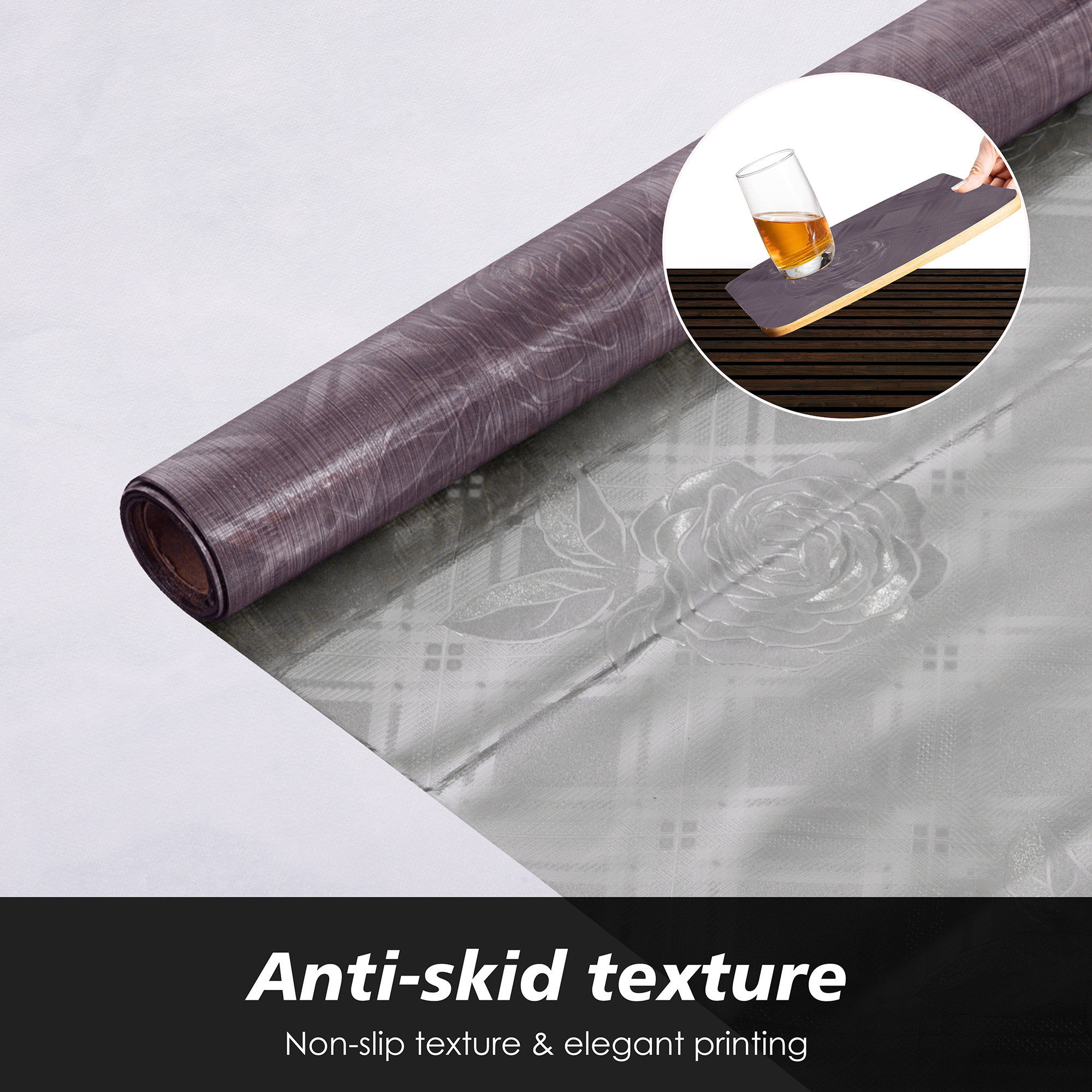 Kuber Industries Shelf Liner | Kitchen Cabinet Shelf Protector | Kitchen Liners for Cabinets and Drawers | Drawer Liner Mat | Self Shining Shelf Liner Cabinet Mat | 5 MTR | Brown