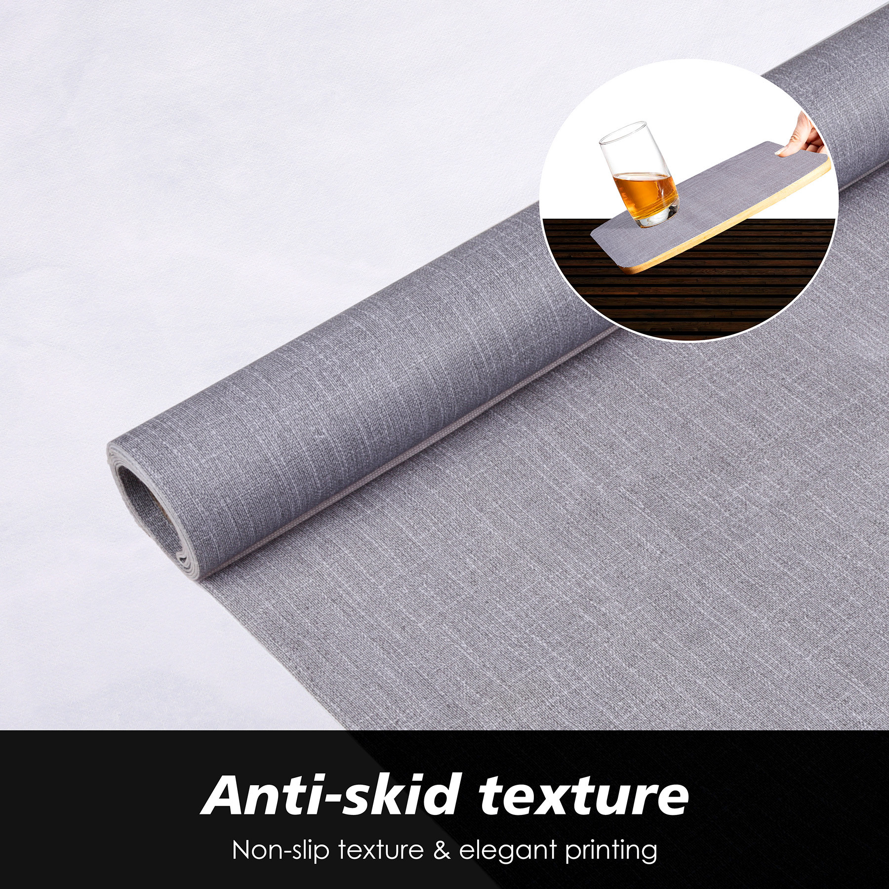 Kuber Industries Shelf Liner  Kitchen Cabinet Shelf Protector  Kitchen Liners for Cabinets and Drawers  Drawer Liner Mat  Texture Shelf Liner Cabinet Mat  5 MTR  Gray