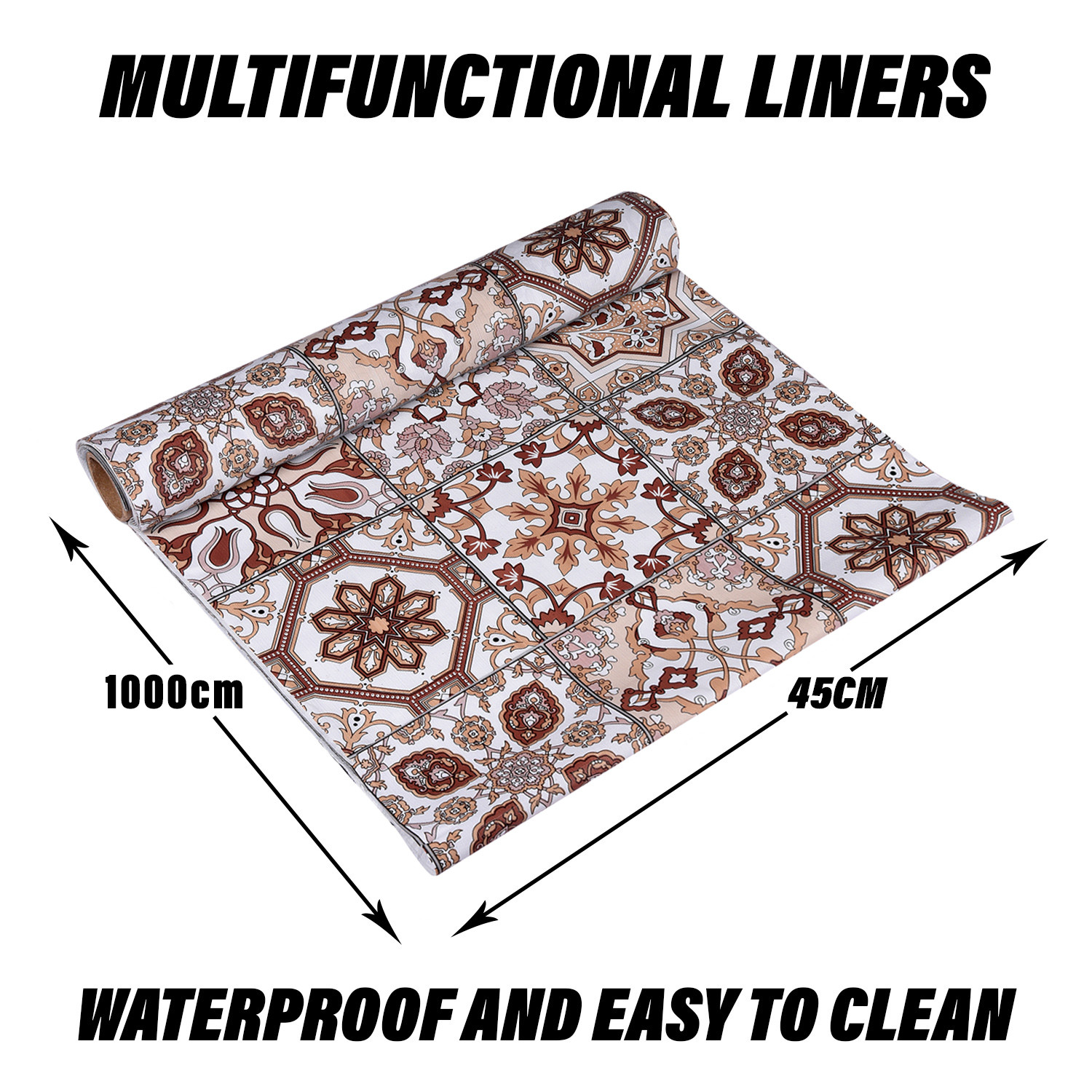 Kuber Industries Shelf Liner  PVC Kitchen Cabinet Shelf Mat  Shelf Mat for Drawer Organizer  Fridge Mat  Table Placemat  Star Design Wardrobe Mat  10 Meter  Brown