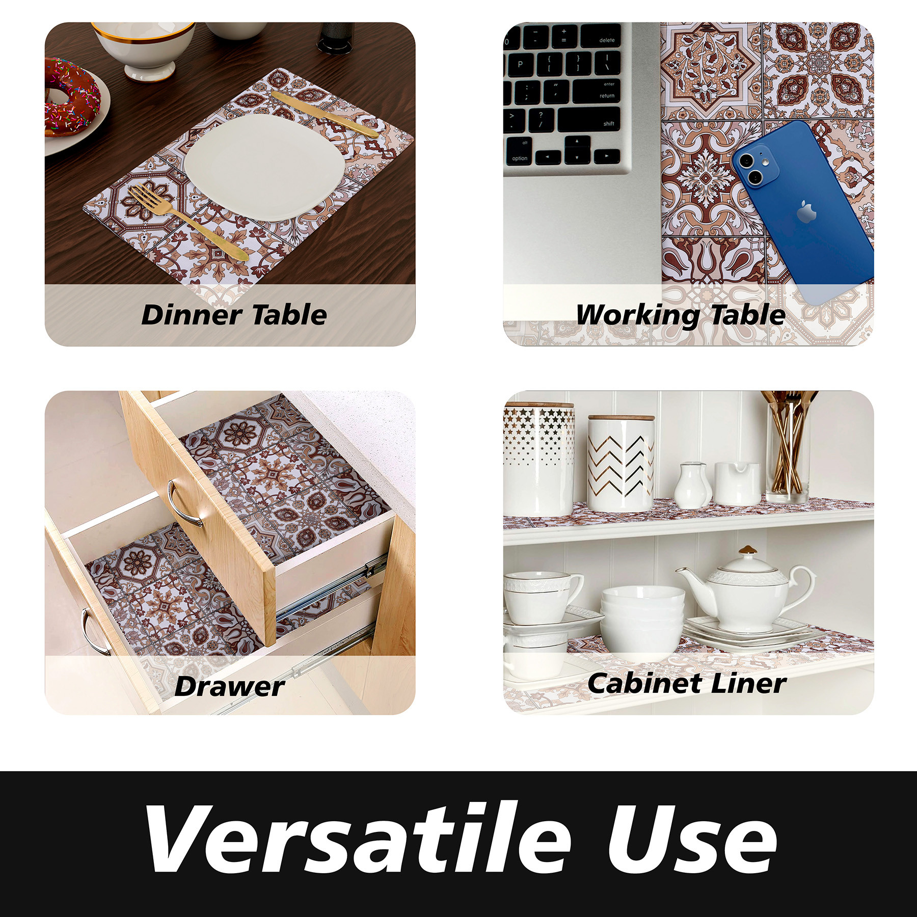 Kuber Industries Shelf Liner  PVC Kitchen Cabinet Shelf Mat  Shelf Mat for Drawer Organizer  Fridge Mat  Table Placemat  Star Design Wardrobe Mat  10 Meter  Brown