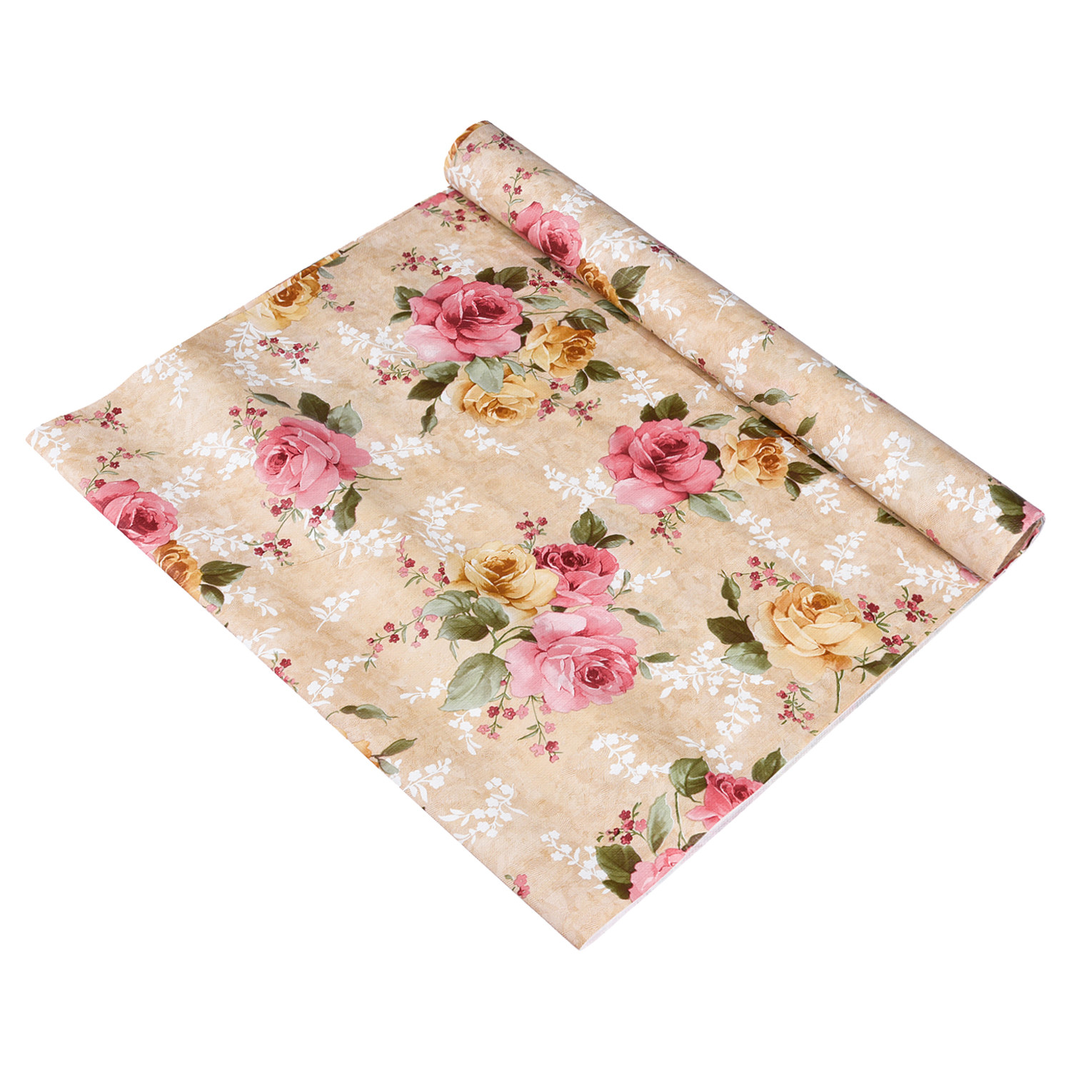 Kuber Industries Shelf Liner  PVC Kitchen Cabinet Shelf Mat  Shelf Mat for Drawer Organizer  Fridge Mat  Table Placemat  Flower Design Wardrobe Mat  10 Meter  Beige