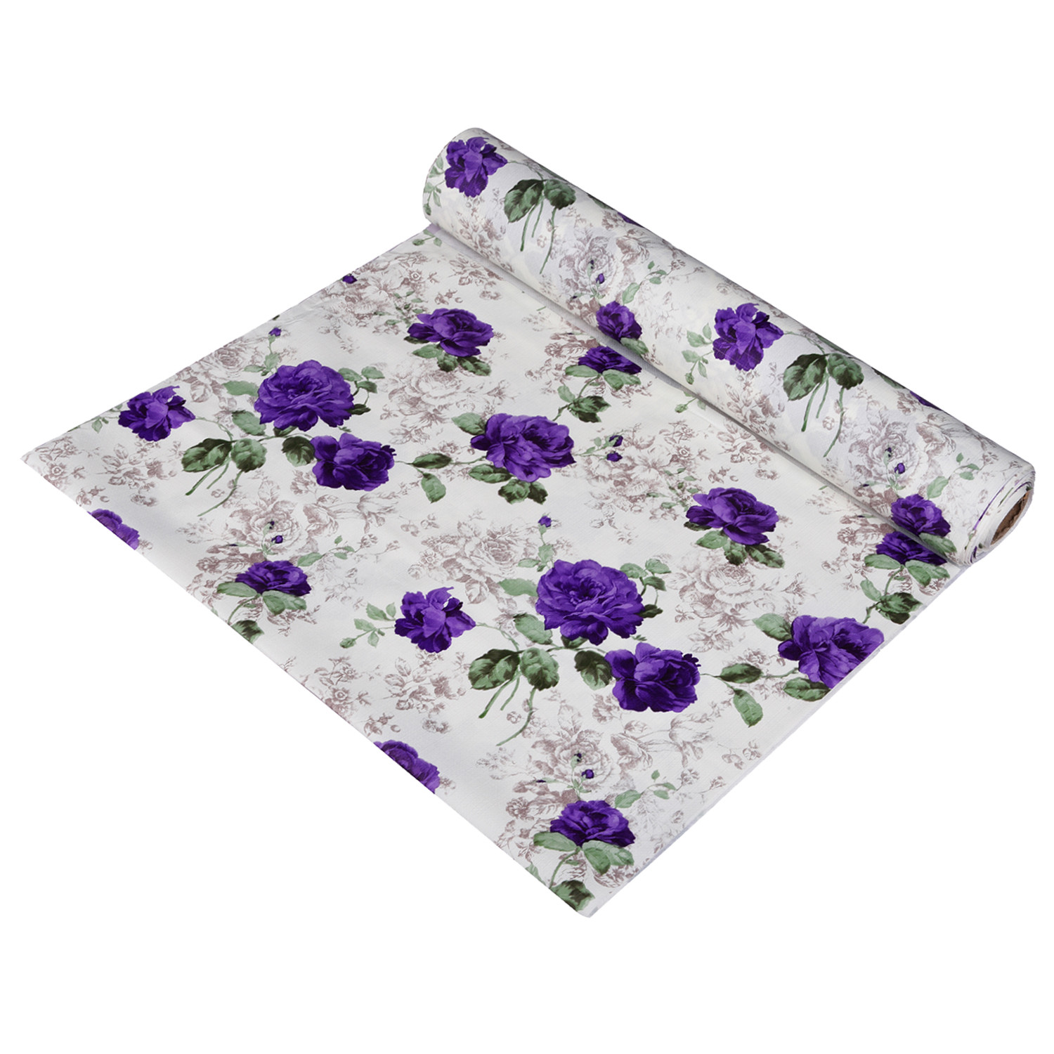 Kuber Industries Shelf Liner  PVC Kitchen Cabinet Shelf Mat  Shelf Mat for Drawer Organizer  Fridge Mat  Table Placemat  Purple Flower Wardrobe Mat  10 Meter  White