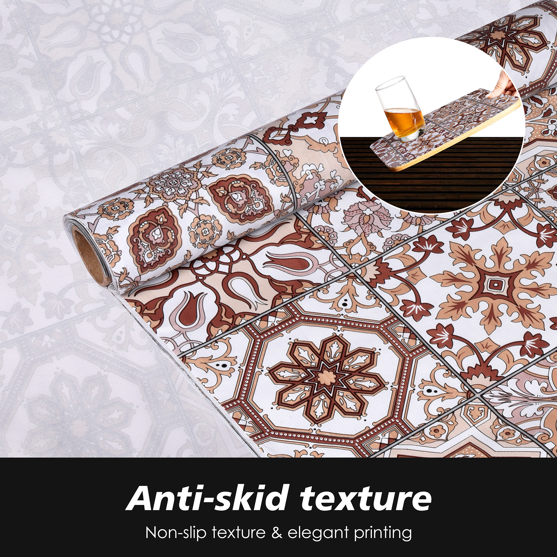 Kuber Industries Shelf Liner  PVC Kitchen Cabinet Shelf Mat  Shelf Mat for Drawer Organizer  Fridge Mat  Table Placemat  Star Design Wardrobe Mat  5 Meter  Brown