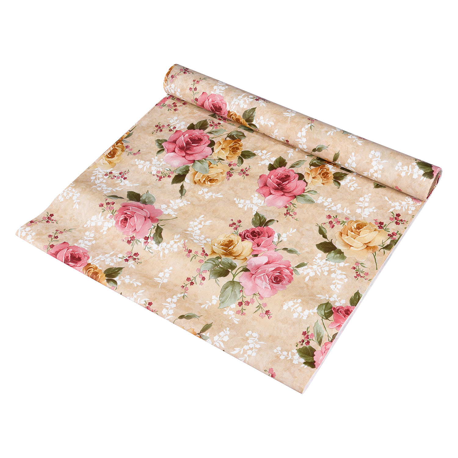 Kuber Industries Shelf Liner  PVC Kitchen Cabinet Shelf Mat  Shelf Mat for Drawer Organizer  Fridge Mat  Table Placemat  Flower Design Wardrobe Mat  5 Meter  Beige
