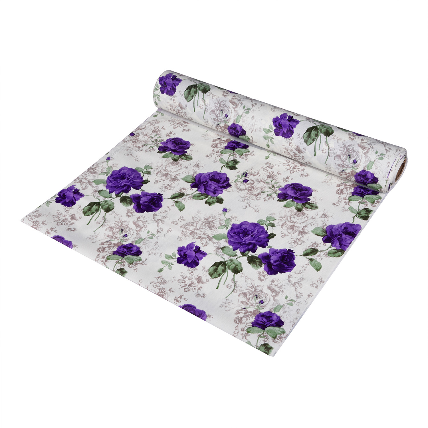 Kuber Industries Shelf Liner  PVC Kitchen Cabinet Shelf Mat  Shelf Mat for Drawer Organizer  Fridge Mat  Table Placemat  Purple Flower Wardrobe Mat  5 Meter  White