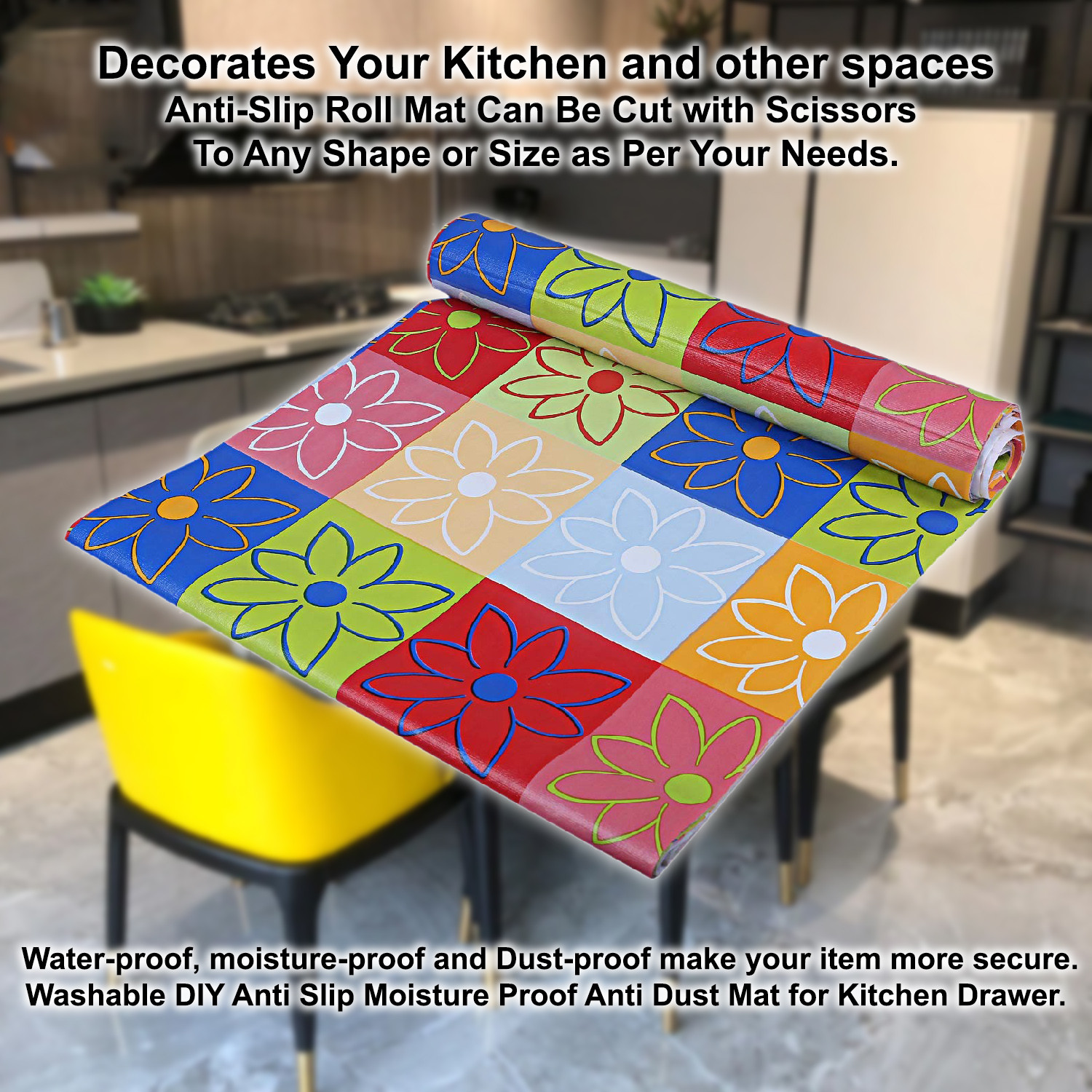 Kuber Industries Shelf Mat|Waterproof Floral Check Textured PVC Anti-Slip Sheets|Durable Kitchen Cabinet Drawer Shelf Liner,5 Meter,(Brown)