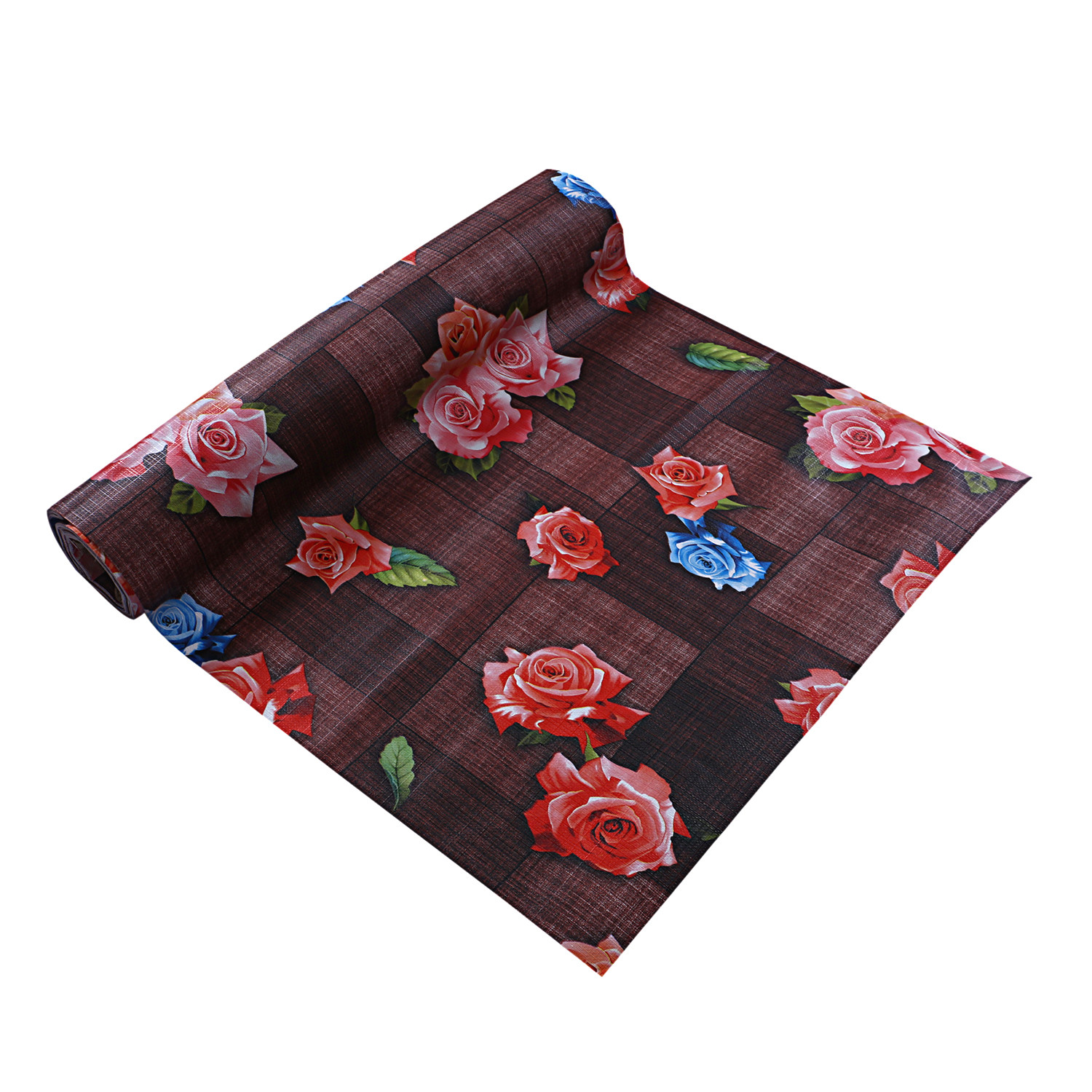 Kuber Industries Shelf Mat|Waterproof Flower Print PVC Anti-Slip Sheets|Durable Kitchen Cabinet Drawer Shelf Liner,5 Meter,(Maroon)