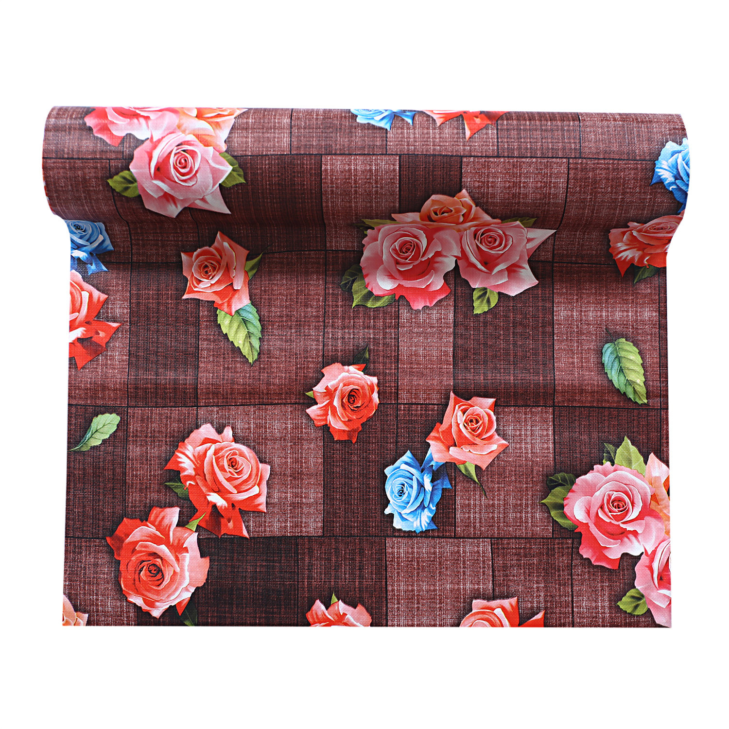 Kuber Industries Shelf Mat|Waterproof Flower Print PVC Anti-Slip Sheets|Durable Kitchen Cabinet Drawer Shelf Liner,5 Meter,(Maroon)