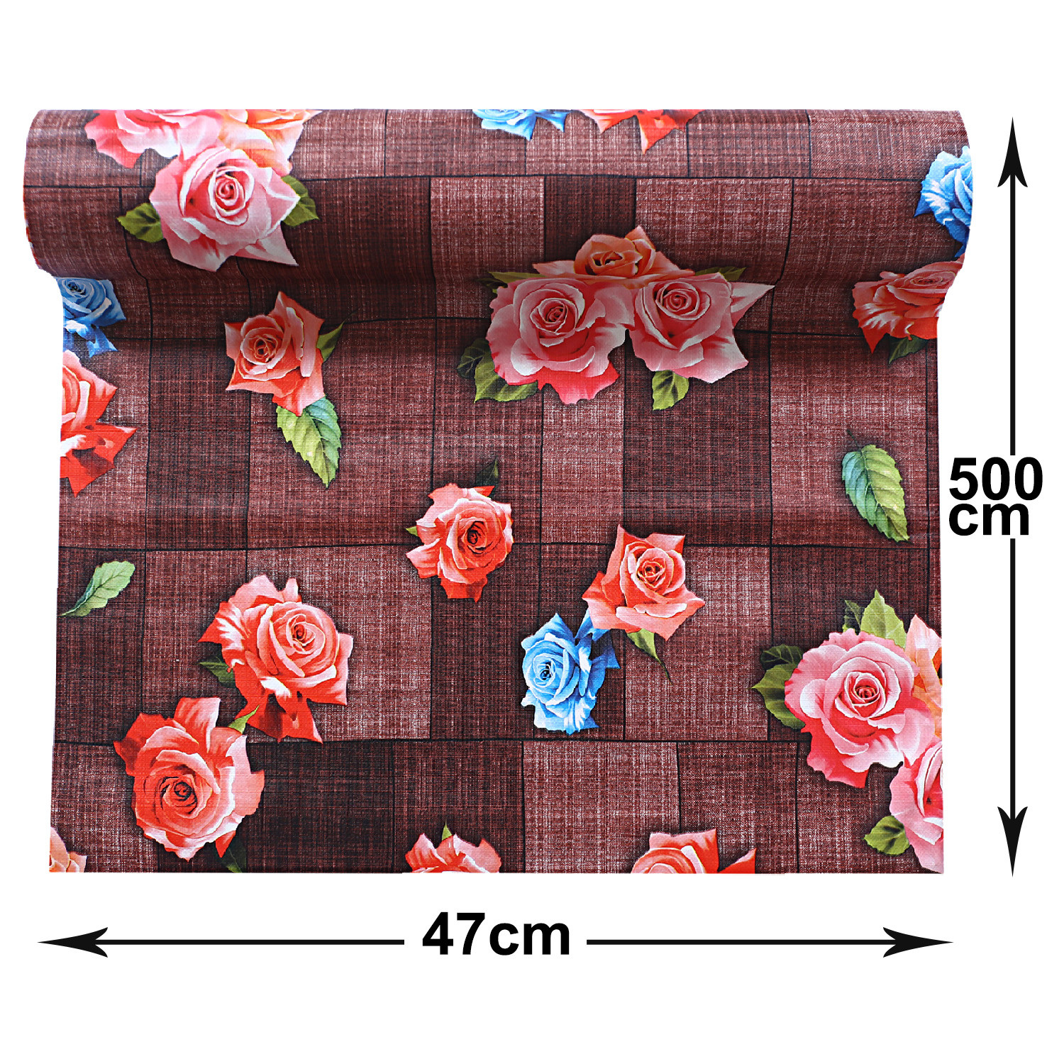 Kuber Industries Shelf Mat|Waterproof Flower Print PVC Anti-Slip Sheets|Durable Kitchen Cabinet Drawer Shelf Liner,5 Meter,(Maroon)