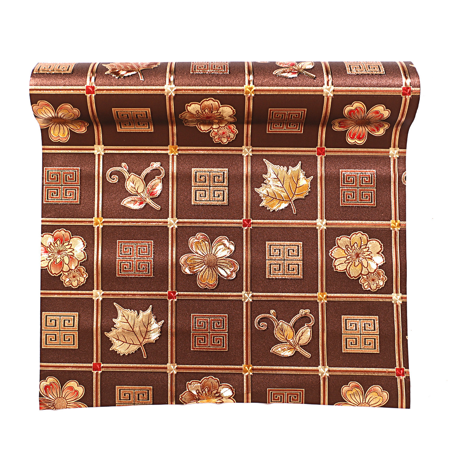 Kuber Industries Shelf Mat|Waterproof Leaf Designer PVC Anti-Slip Sheets|Durable Kitchen Cabinet Drawer Shelf Liner,5 Meter,(Brown)
