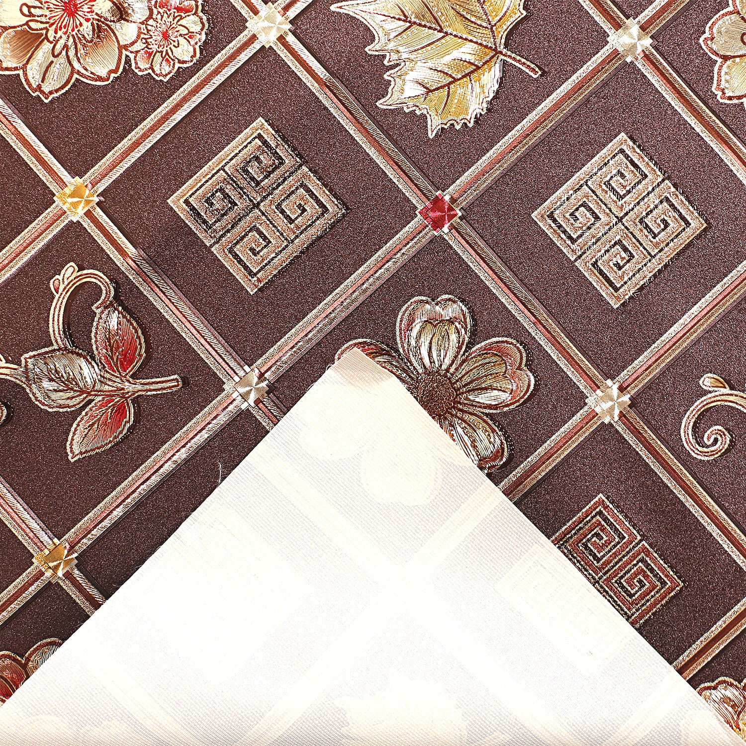 Kuber Industries Shelf Mat|Waterproof Leaf Designer PVC Anti-Slip Sheets|Durable Kitchen Cabinet Drawer Shelf Liner,5 Meter,(Brown)