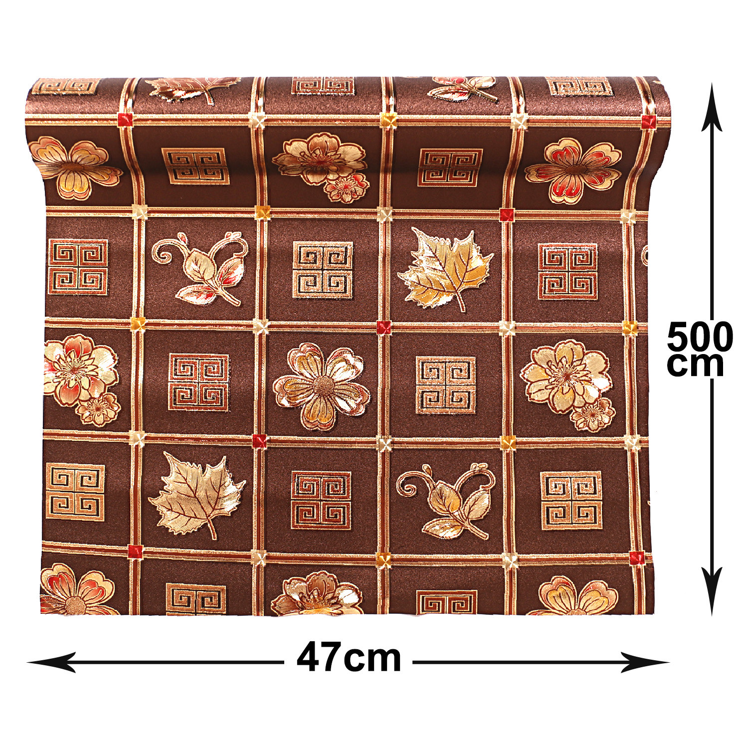 Kuber Industries Shelf Mat|Waterproof Leaf Designer PVC Anti-Slip Sheets|Durable Kitchen Cabinet Drawer Shelf Liner,5 Meter,(Brown)