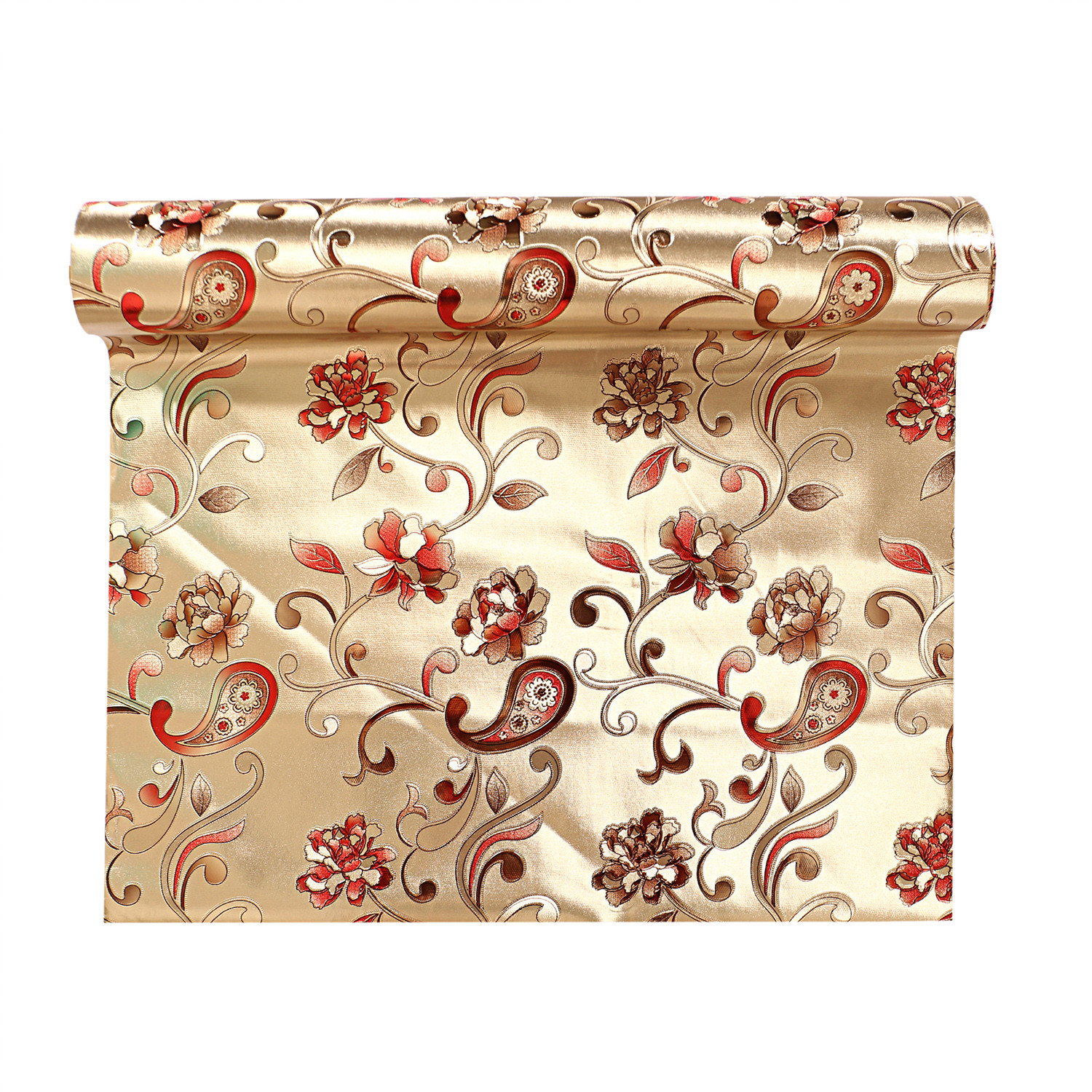 Kuber Industries Shelf Mat|Waterproof Paisley Designer PVC Anti-Slip Sheets|Durable Kitchen Cabinet Drawer Shelf Liner,5 Meter,(Gold)