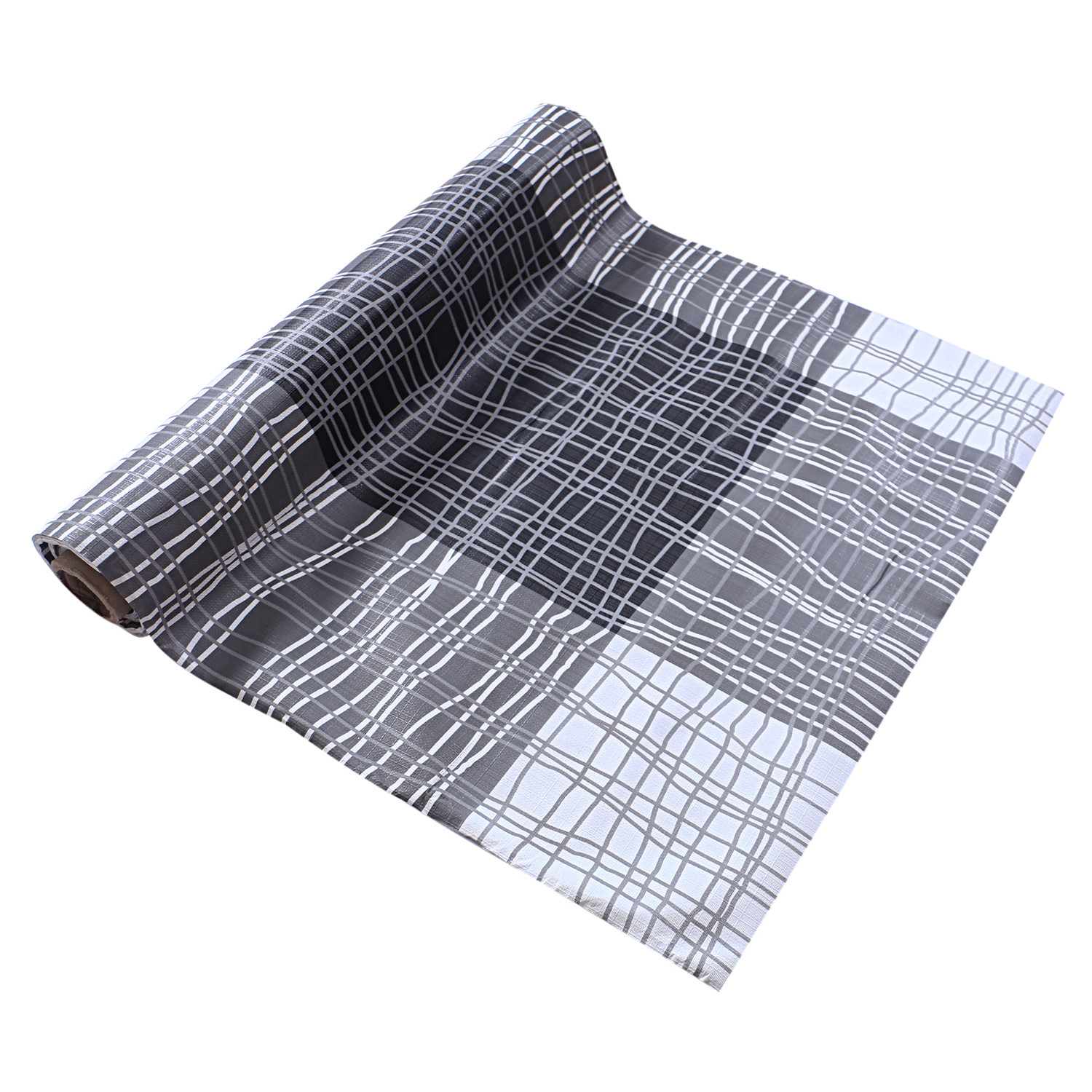 Kuber Industries Shelf Mat|Waterproof Strips Print PVC Anti-Slip Sheets|Durable Kitchen Cabinet Drawer Shelf Liner,10 Meter,(Gray)