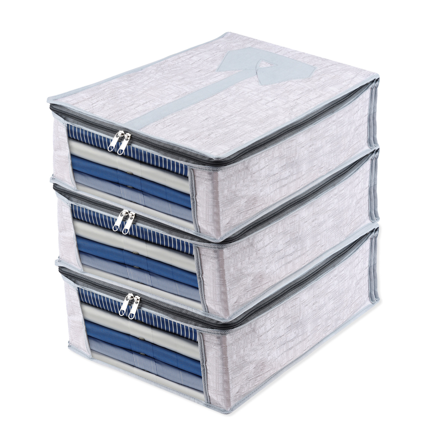 Kuber Industries Shirt Cover | Shirt Storage Organizer | Clothing Organizer | Foldable Shirt Cover | Wardrobe Organizer with Transparent Window | Jute Printed Shirt Bag |Gray