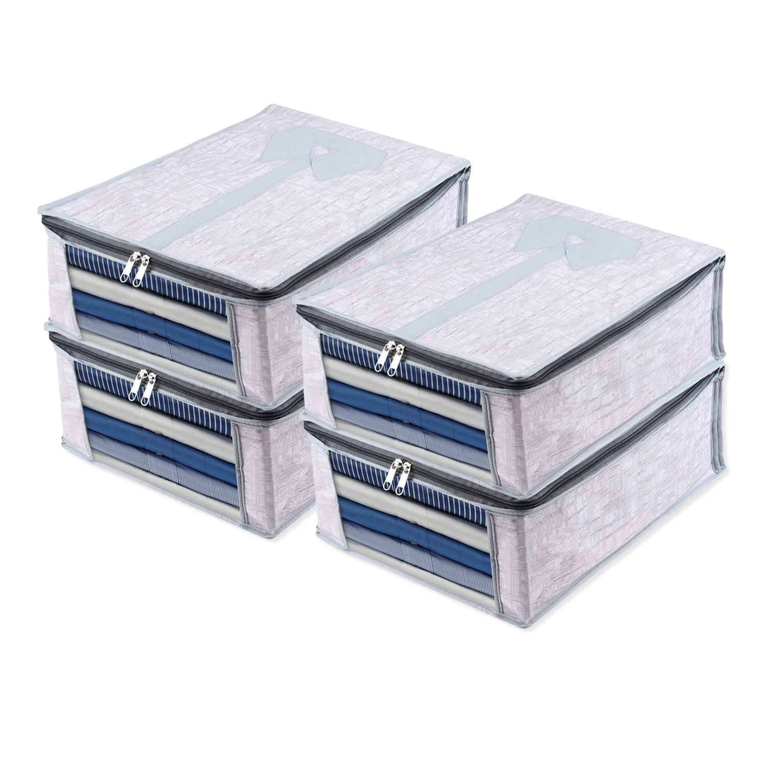 Kuber Industries Shirt Cover | Shirt Storage Organizer | Clothing Organizer | Foldable Shirt Cover | Wardrobe Organizer with Transparent Window | Jute Printed Shirt Bag |Gray