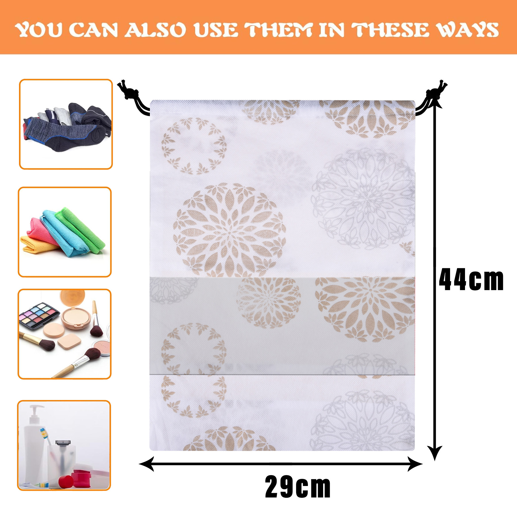 Kuber Industries Shoe Bags | Shoe Bags for Travel | Drawstring Shoe Storage Bags | Storage Organizers Set | Shoe Cover with Transparent Window | Shoe Pouches | Gola-Print |White