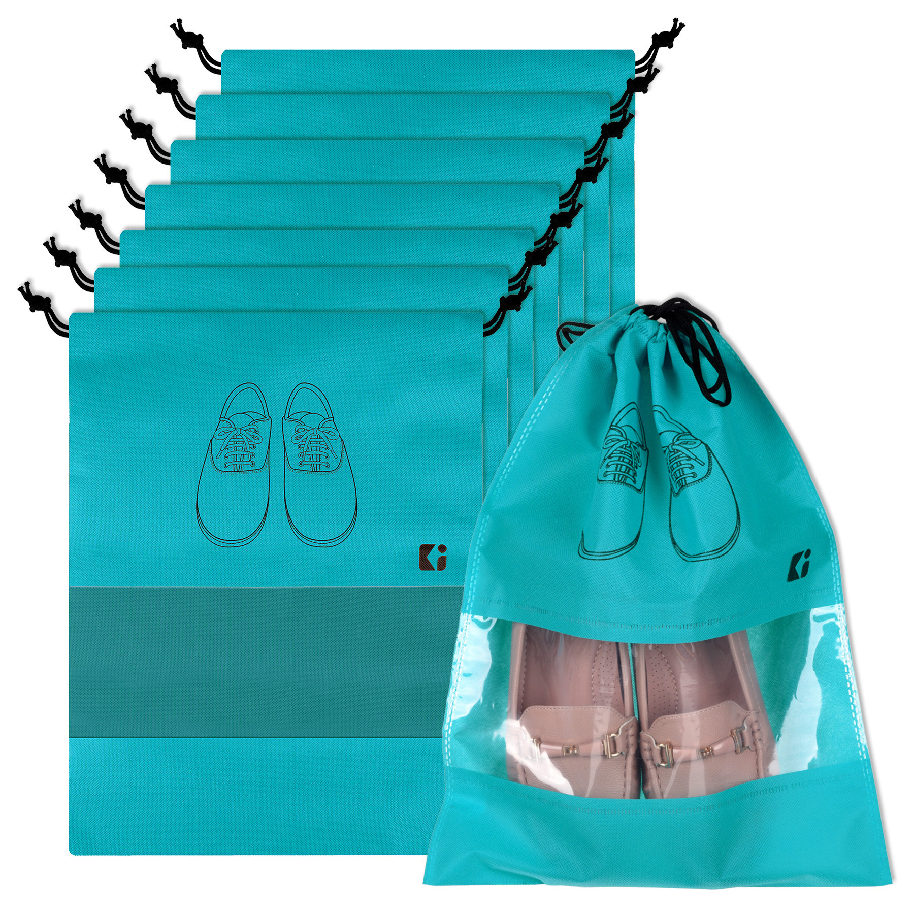 Kuber Industries Shoe Bags | Shoe Bags for Travel | Non-Woven Shoe Storage Bags | Storage Organizers Set | Shoe Cover with Transparent Window | Shoe Dori Cover | Green