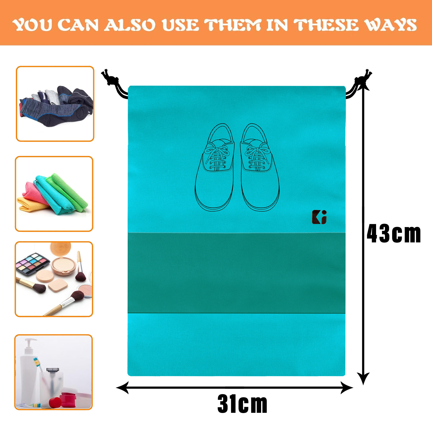 Kuber Industries Shoe Bags | Shoe Bags for Travel | Non-Woven Shoe Storage Bags | Storage Organizers Set | Shoe Cover with Transparent Window | Shoe Dori Cover | Black & Green