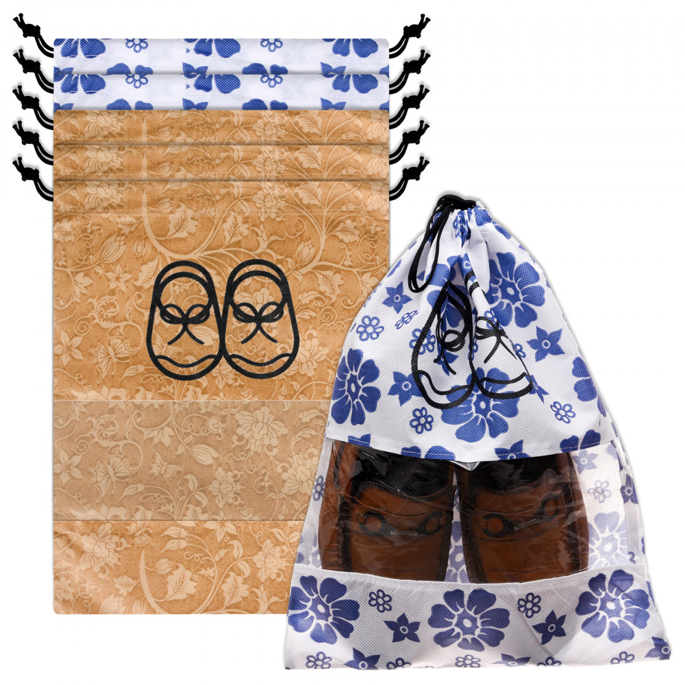 Kuber Industries Shoe Cover | Travel Shoe Storage Bags | Non-Woven Storage Bag | Shoe Cover with Drawstring | Shoe Organizer with Clear window |Multi
