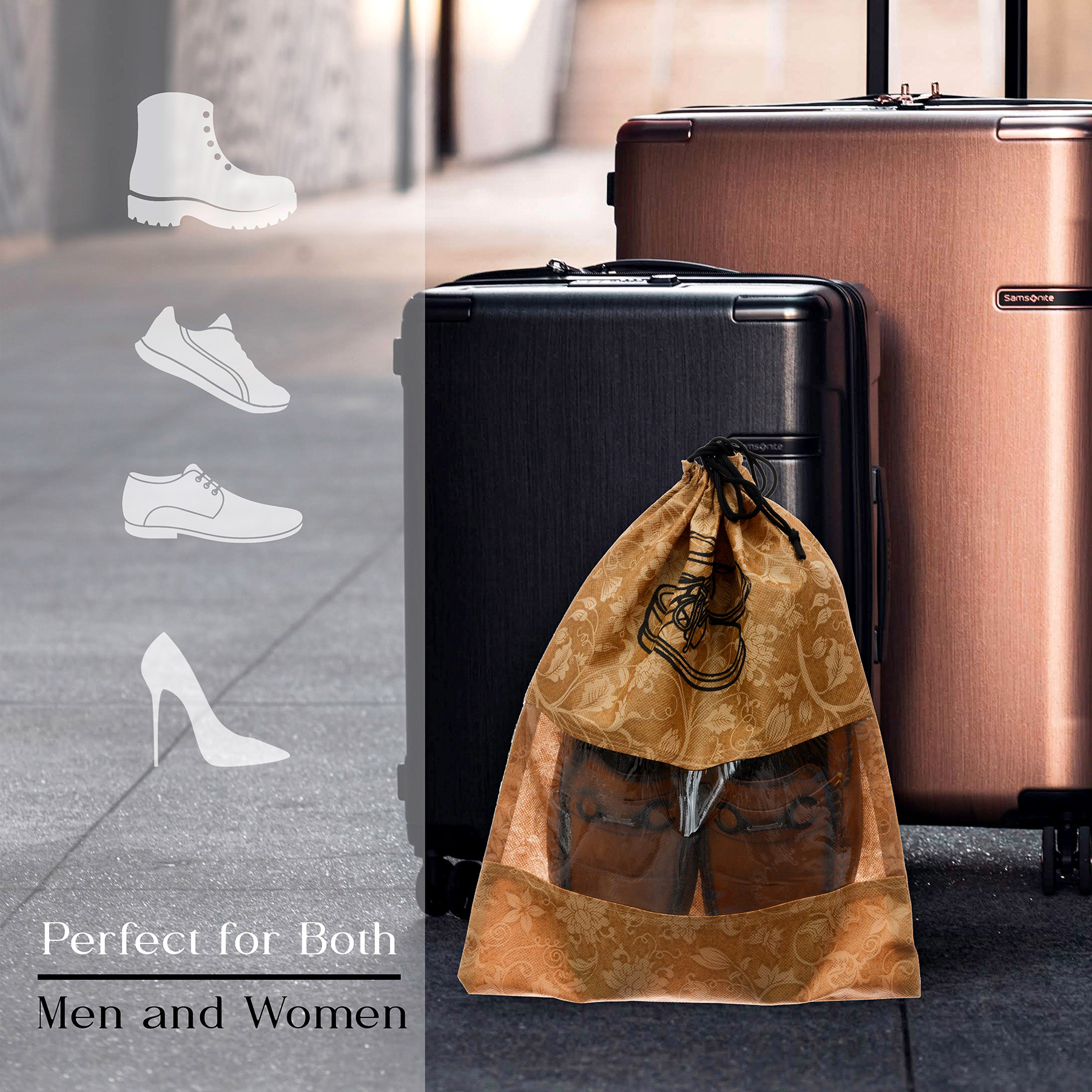 Kuber Industries Shoe Cover | Travel Shoe Storage Bags | Non-Woven Storage Bag | Shoe Cover with Drawstring | Shoe Organizer with Clear window |Multi