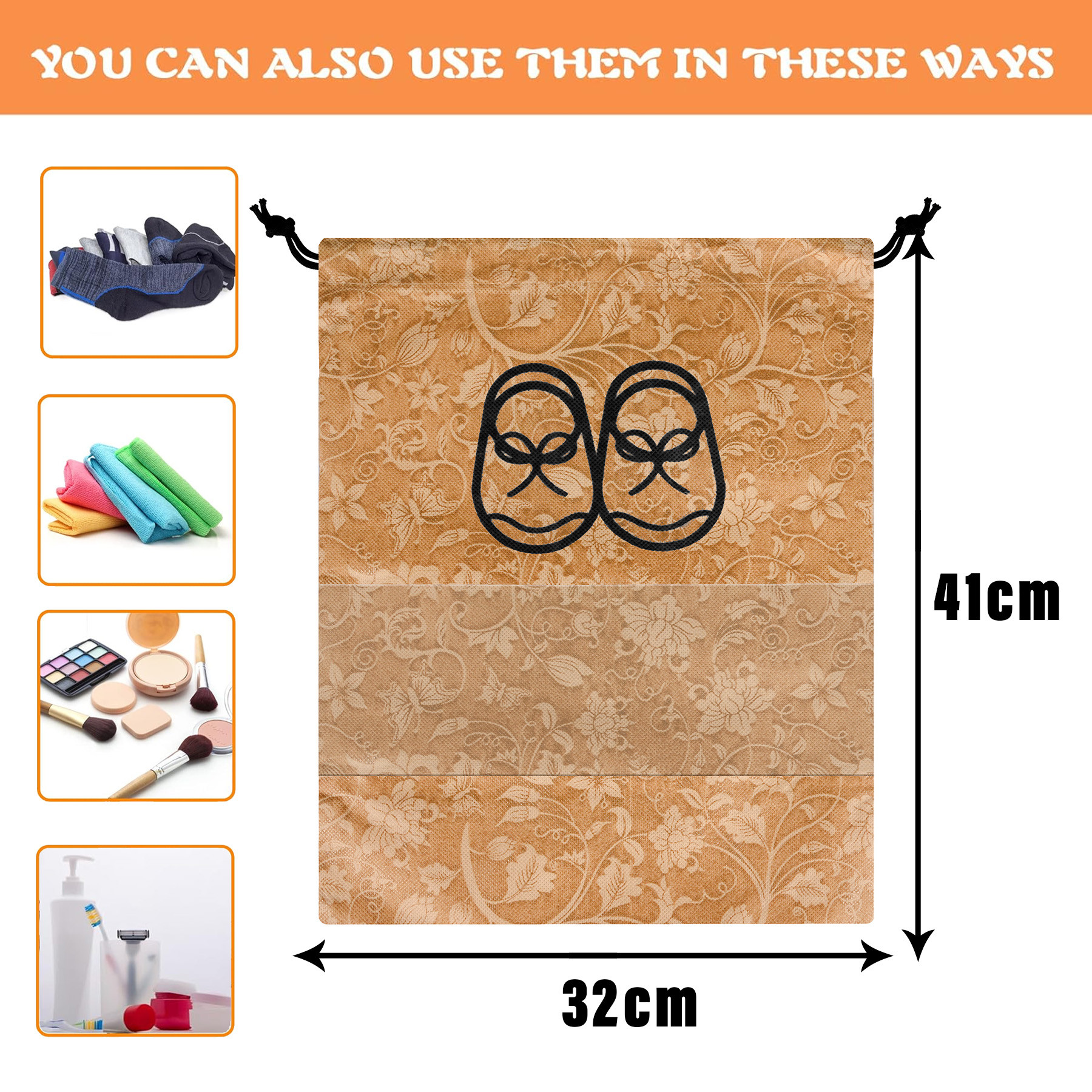 Kuber Industries Shoe Cover | Travel Shoe Storage Bags | Non-Woven Storage Bag | Shoe Cover with Drawstring | Shoe Organizer with Clear window |Multi