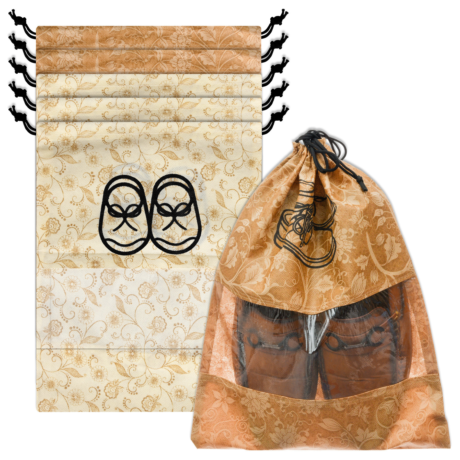 Kuber Industries Shoe Cover | Travel Shoe Storage Bags | Non-Woven Storage Bag | Shoe Cover with Drawstring | Shoe Organizer with Clear window |Multi
