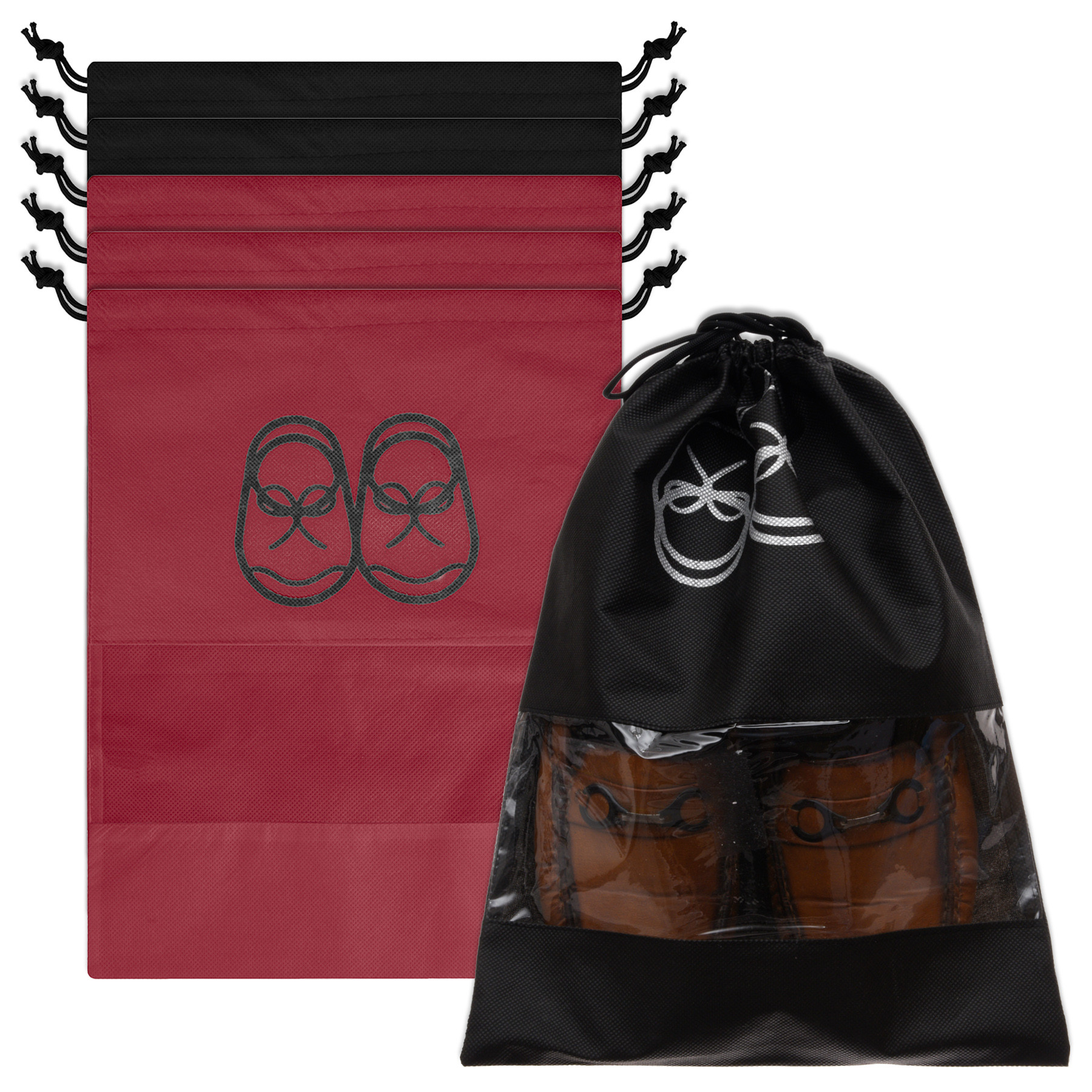 Kuber Industries Shoe Cover | Travel Shoe Storage Bags | Non-Woven Storage Bag | Shoe Cover with Drawstring | Shoe Organizer with Clear window |Multi