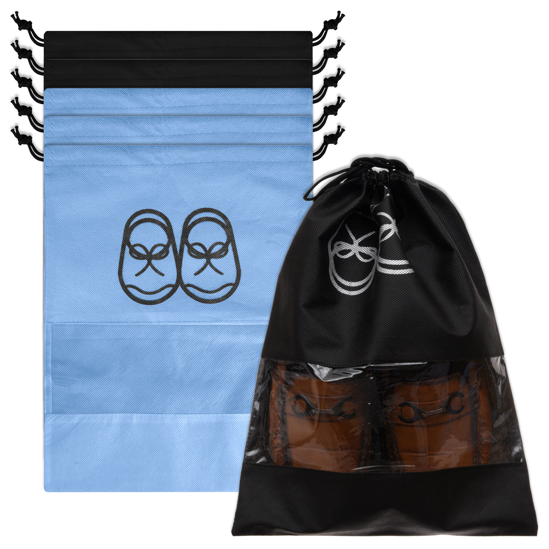 Kuber Industries Shoe Cover | Travel Shoe Storage Bags | Non-Woven Storage Bag | Shoe Cover with Drawstring | Shoe Organizer with Clear window |Multi