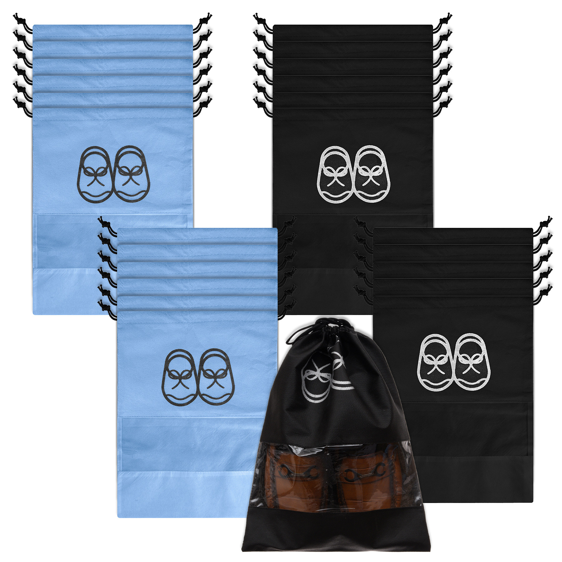 Kuber Industries Shoe Cover | Travel Shoe Storage Bags | Non-Woven Storage Bag | Shoe Cover with Drawstring | Shoe Organizer with Clear window |Multi