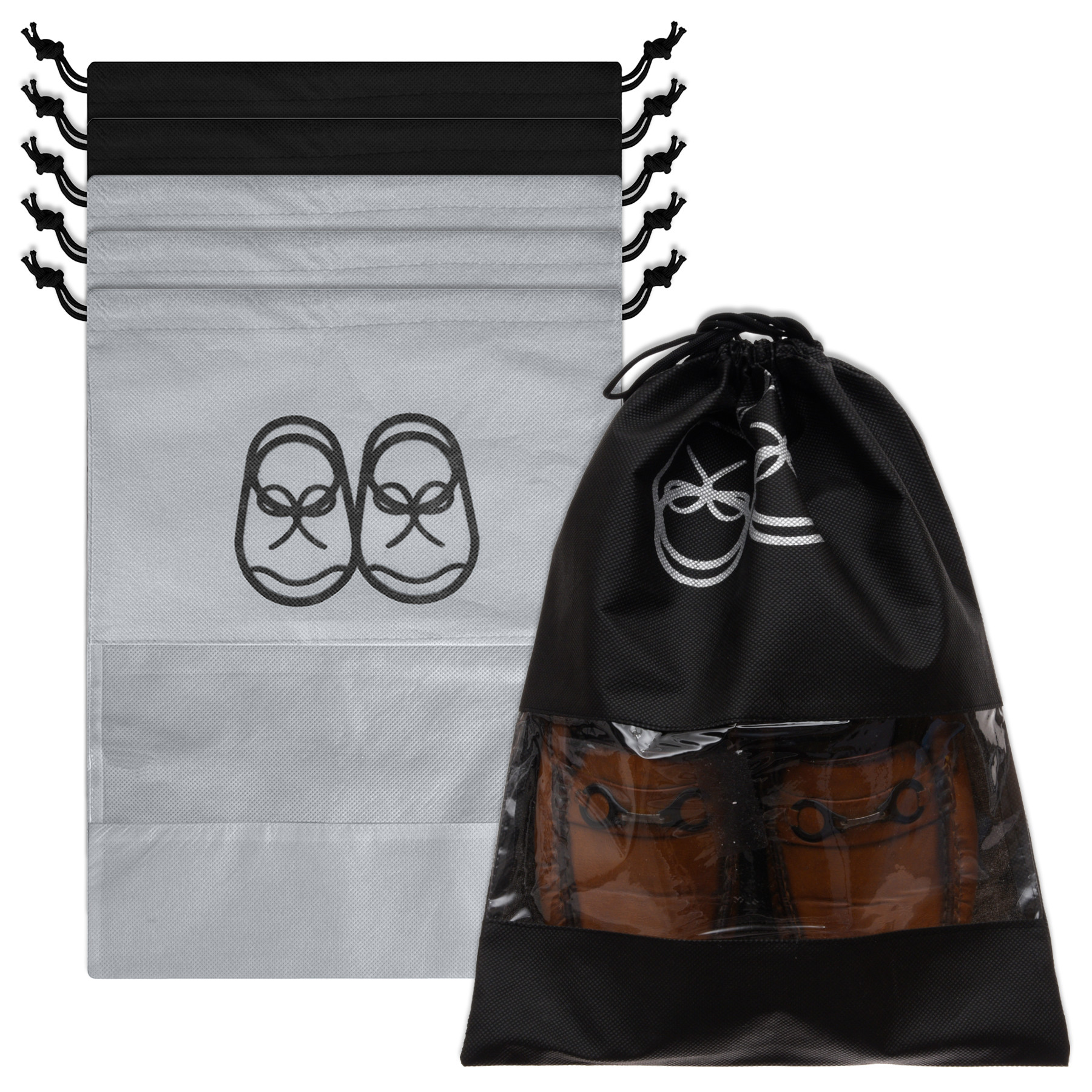 Kuber Industries Shoe Cover | Travel Shoe Storage Bags | Non-Woven Storage Bag | Shoe Cover with Drawstring | Shoe Organizer with Clear window |Multi